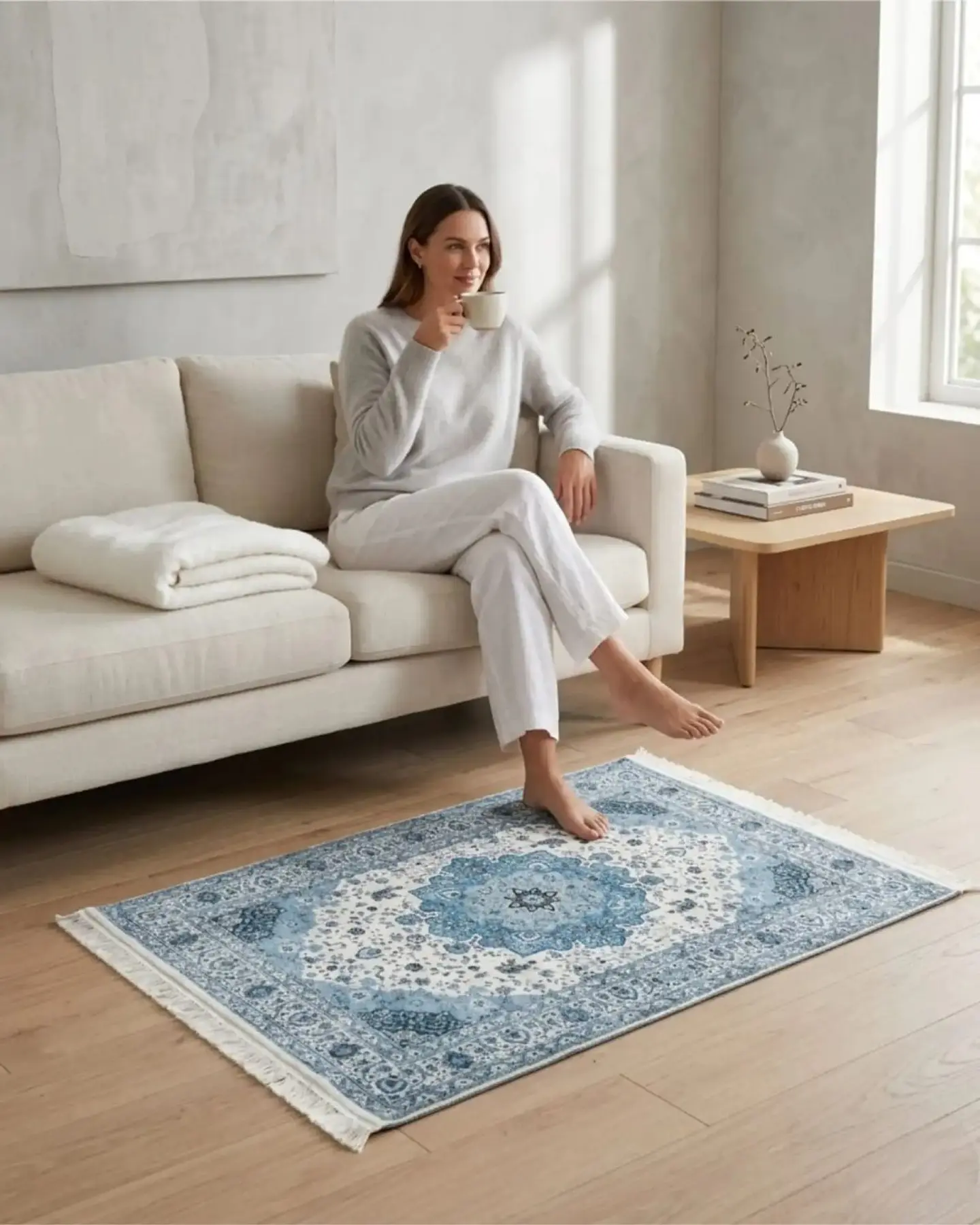 Alfombra Estilo Persa Vintage Con Flecos 80x120 Cm 4