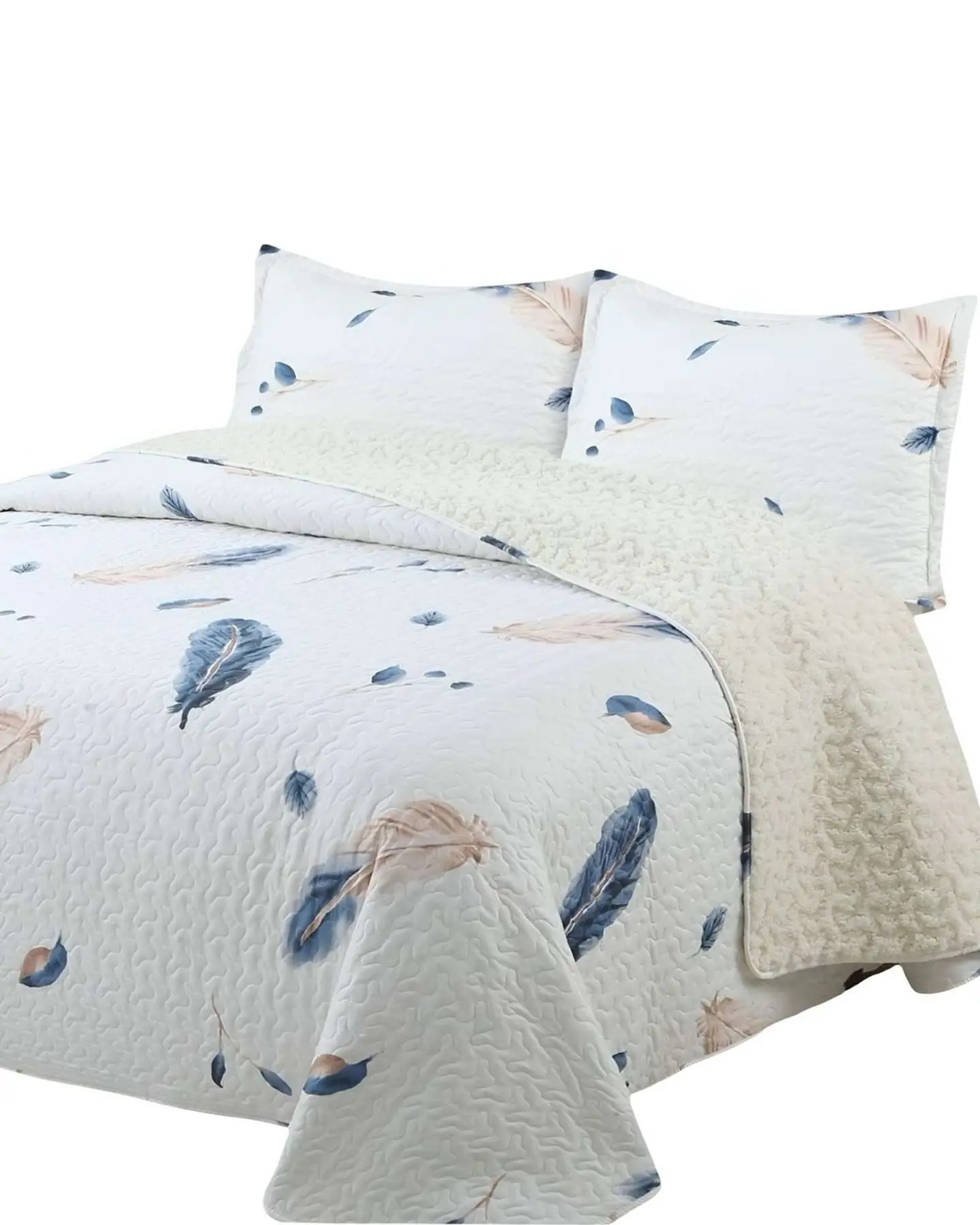 Cubrecama Quilt con sherpa plaza y media 180 x 230 cm 3