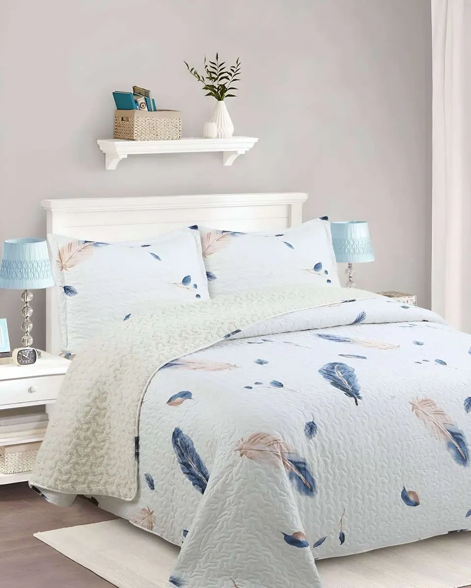 Cubrecama Quilt con sherpa plaza y media 180 x 230 cm 4