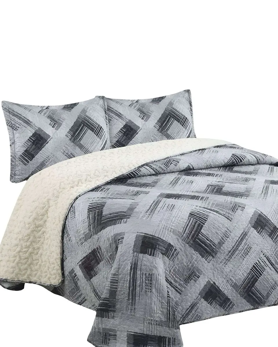 Cubrecama Quilt con sherpa plaza y media 180 x 230 cm 2