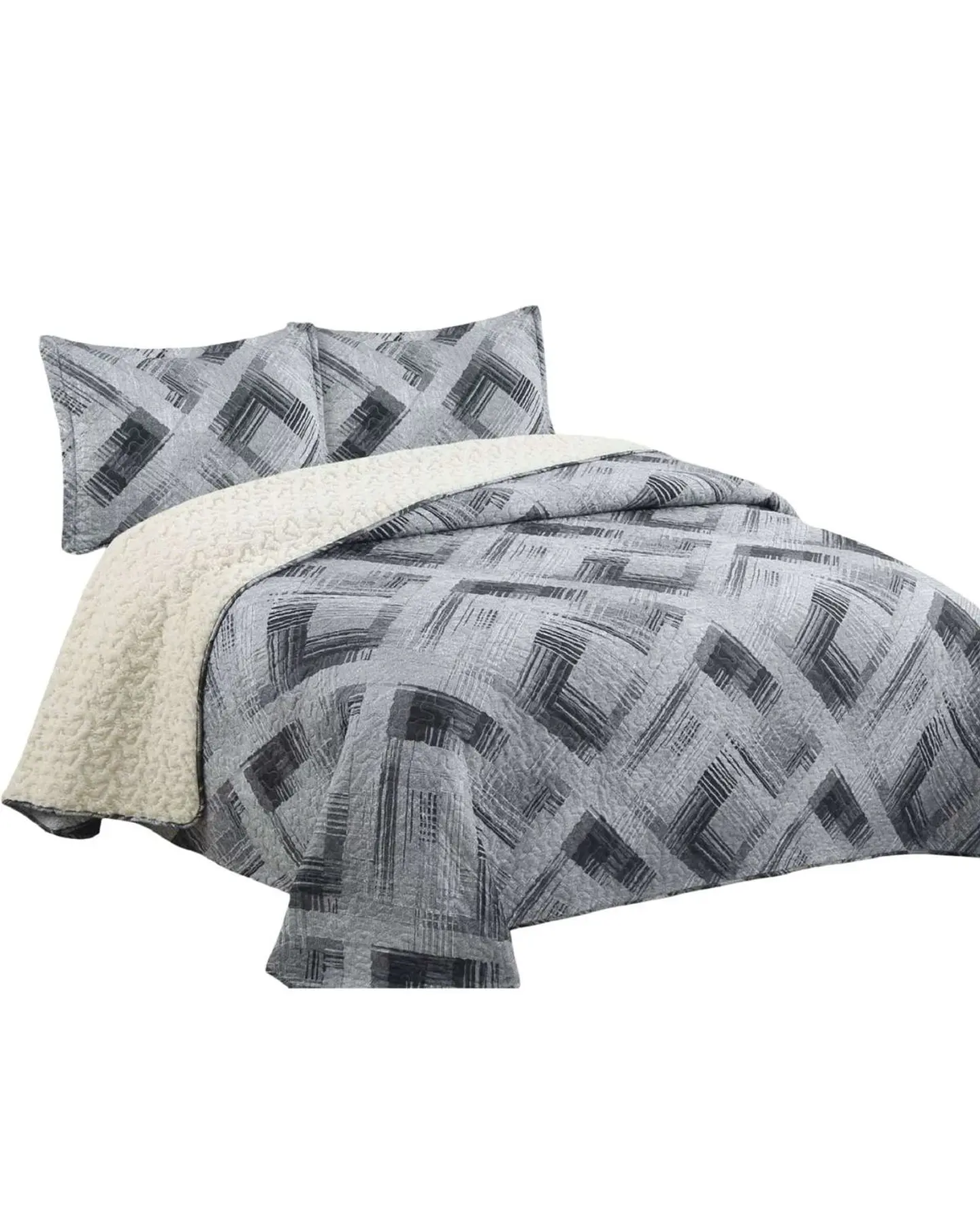 Cubrecama Quilt con sherpa plaza y media 180 x 230 cm 3