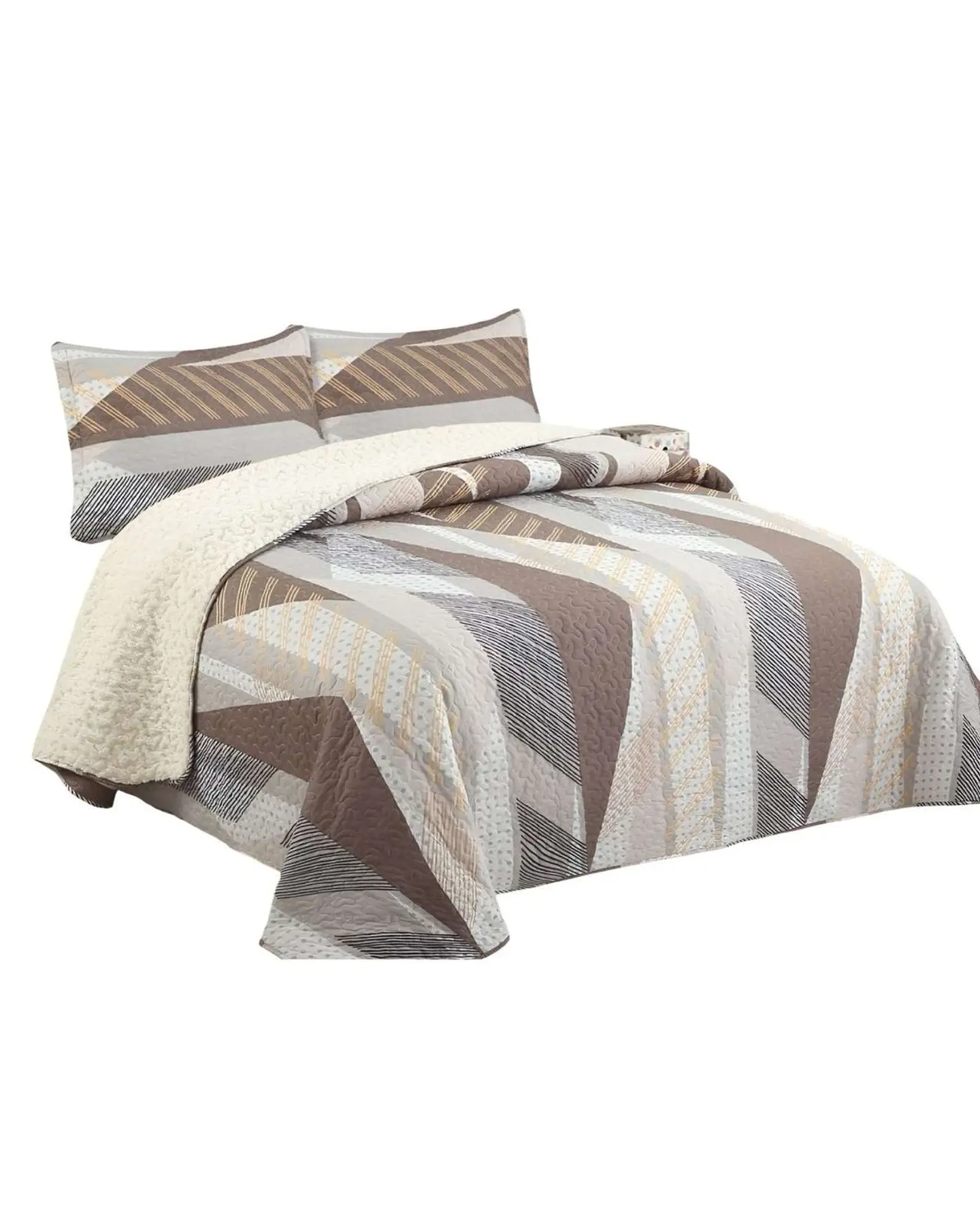 Cubrecama Quilt con sherpa plaza y media 180 x 230 cm 1