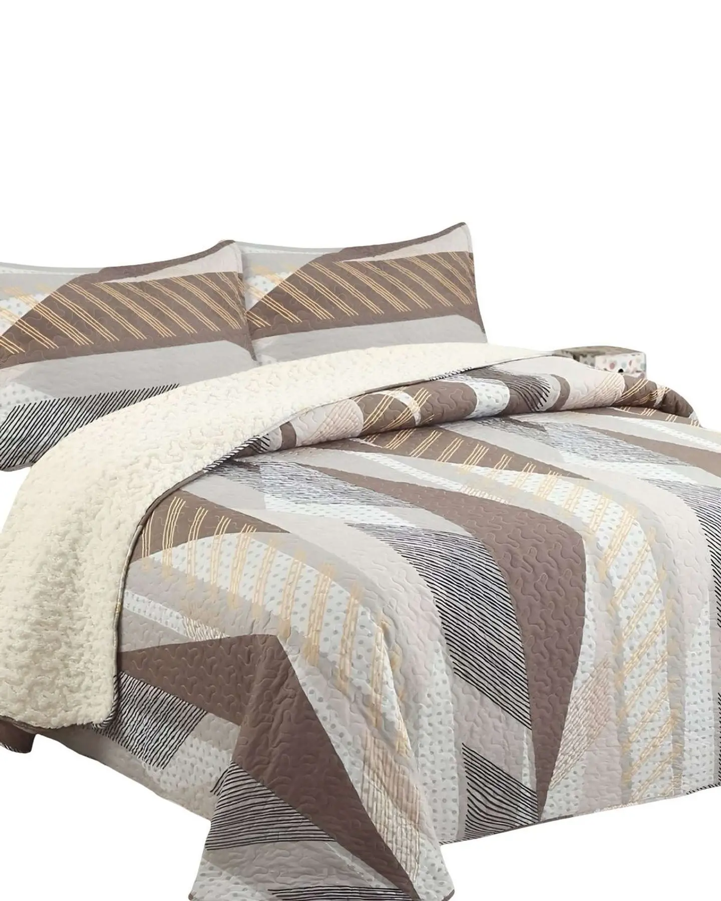 Cubrecama Quilt con sherpa plaza y media 180 x 230 cm 2