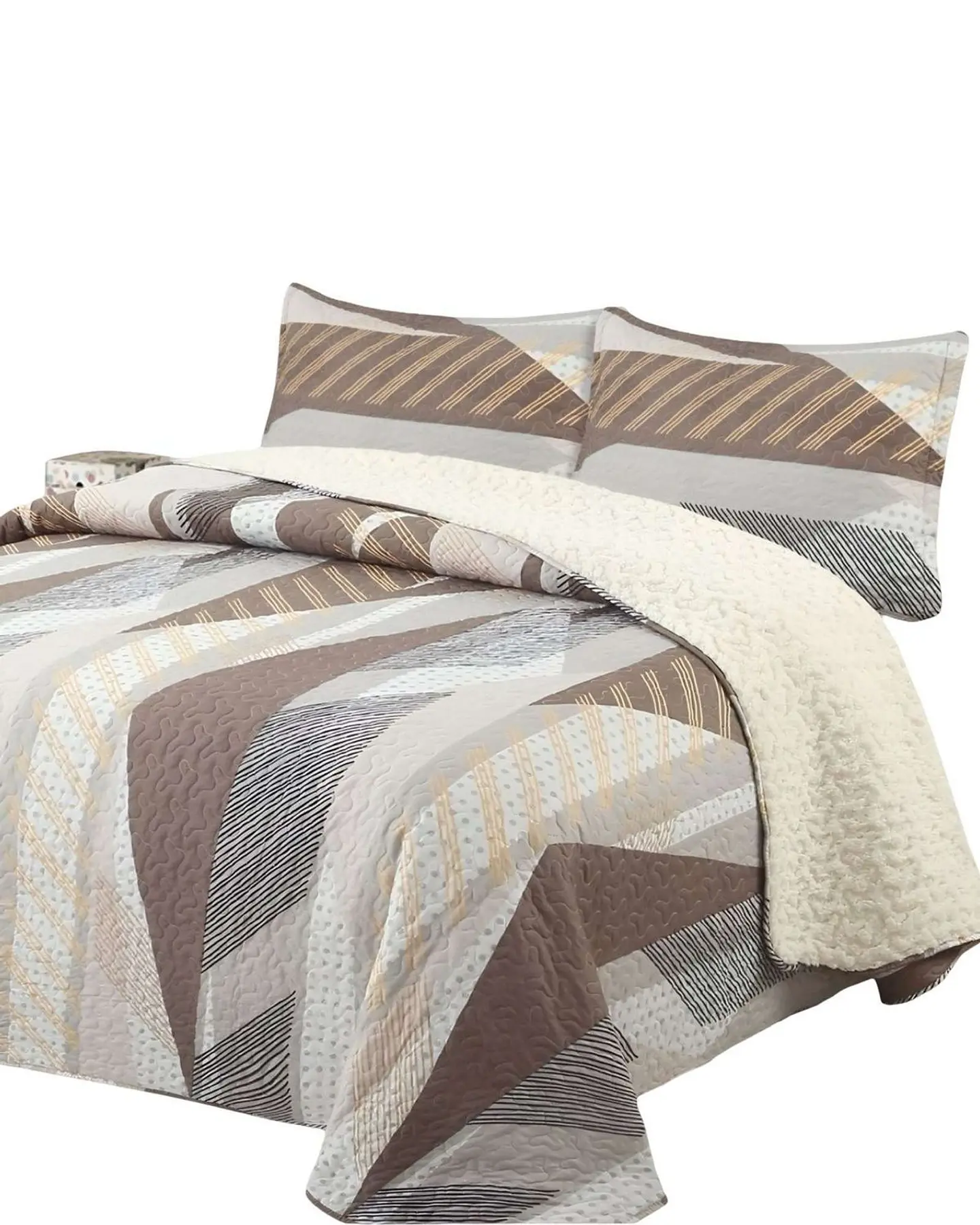 Cubrecama Quilt con sherpa plaza y media 180 x 230 cm 3