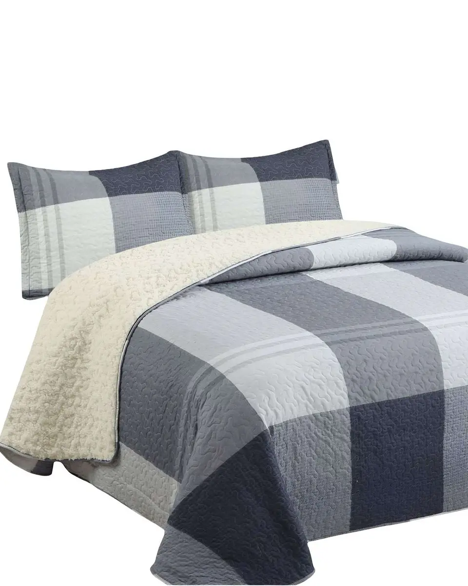 Cubrecama Quilt con sherpa plaza y media 180 x 230 cm 1