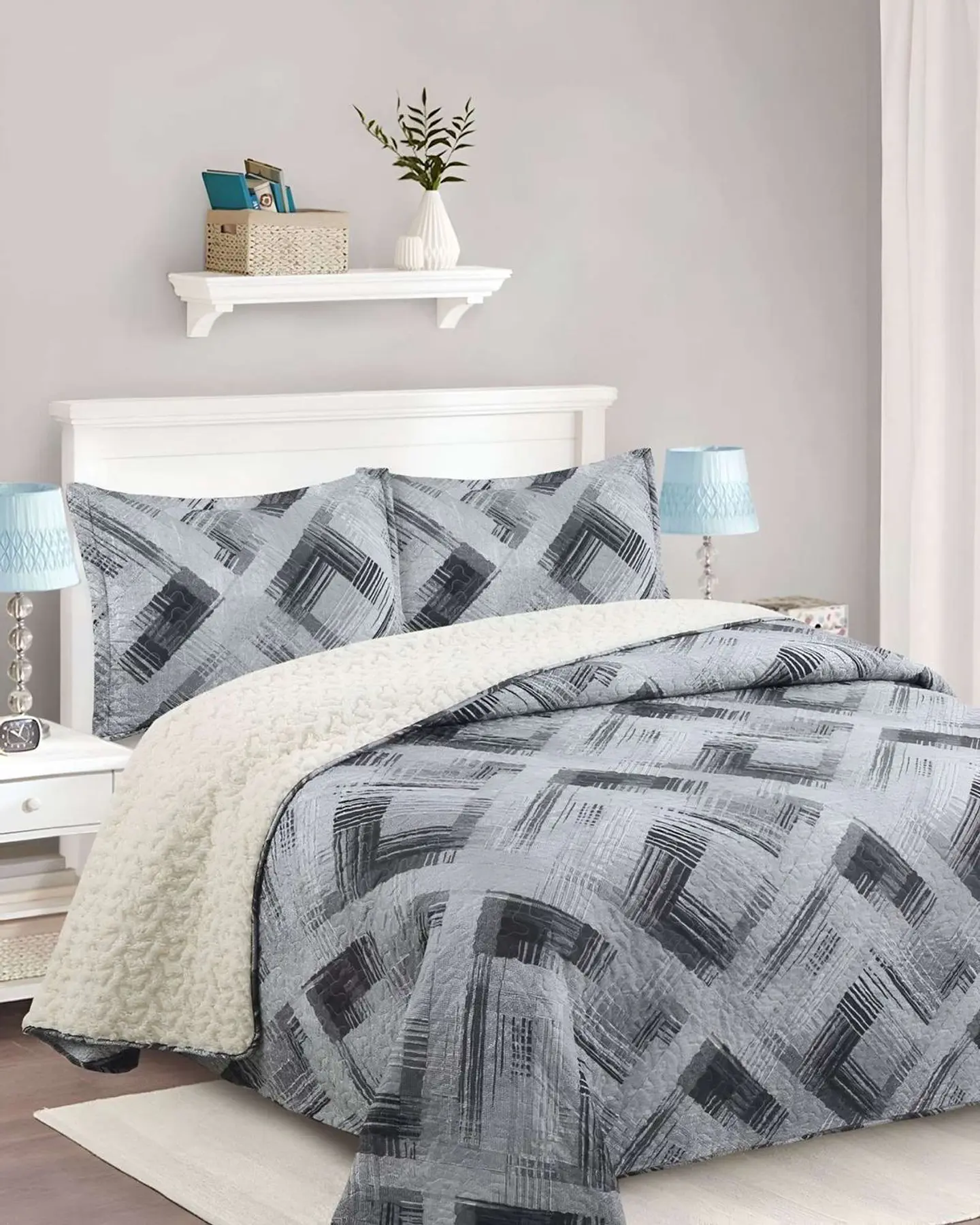 Cubrecama Quilt con sherpa 2 plaza 230 cm x 250 cm 4