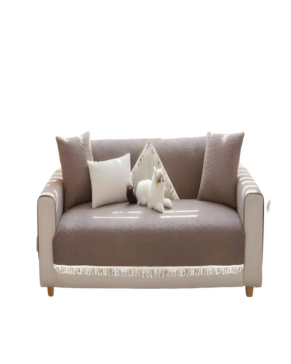 PACK DE 5 FUNDAS DE SILLÓN CON FLECOS MARRON 1