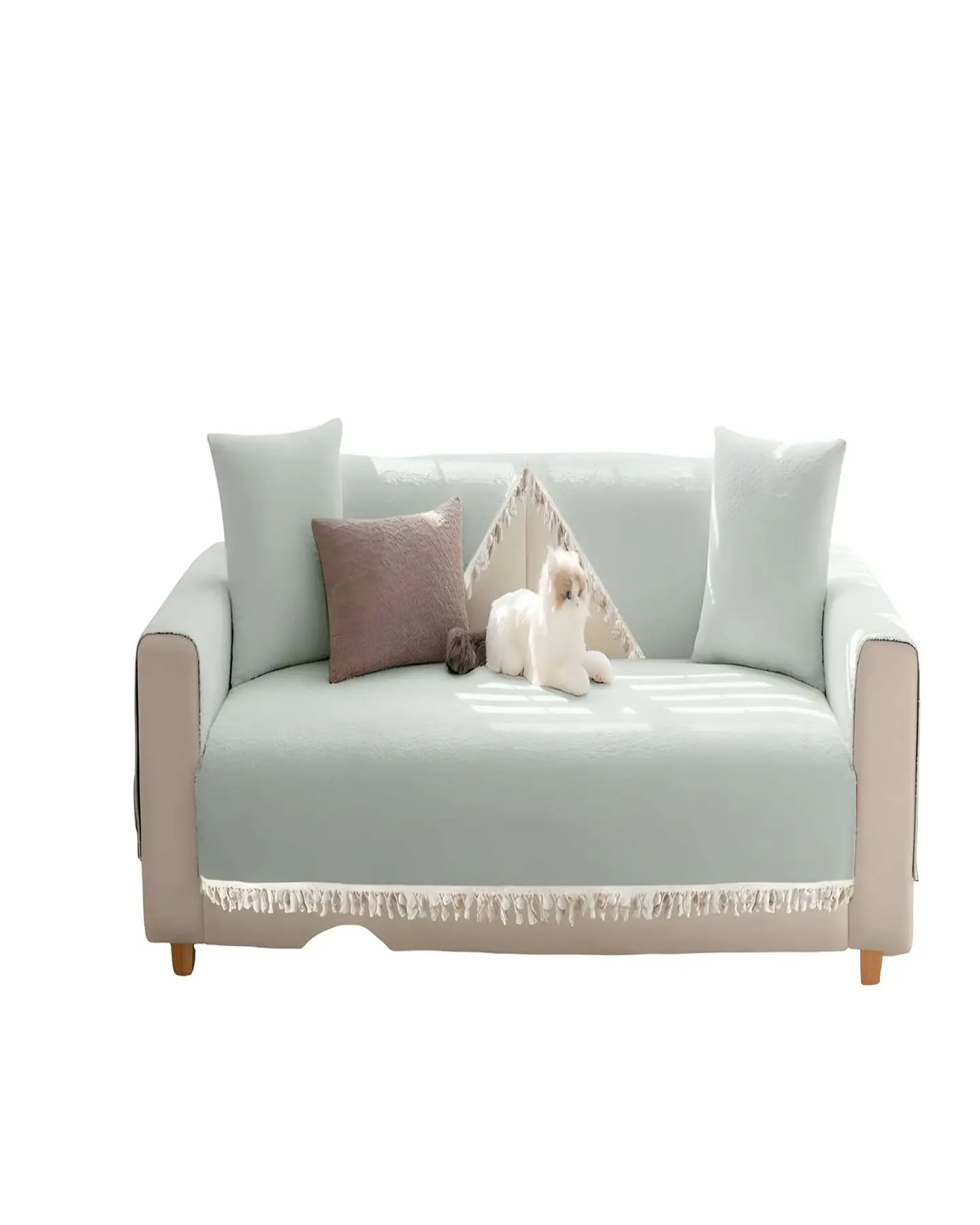 PACK DE 5 FUNDAS DE SILLÓN CON FLECOS VERDE MENTA 1