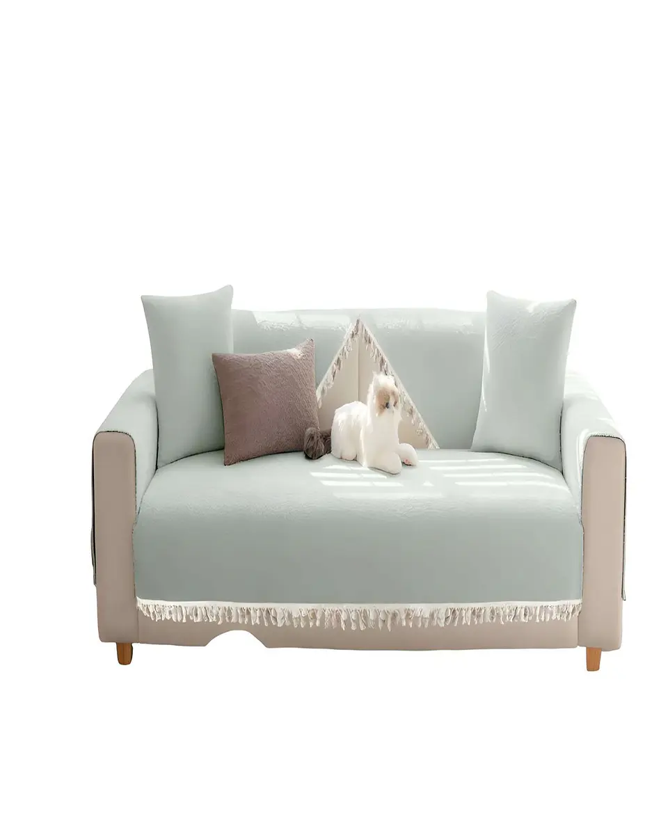 PACK DE 5 FUNDAS DE SILLÓN CON FLECOS VERDE MENTA 1