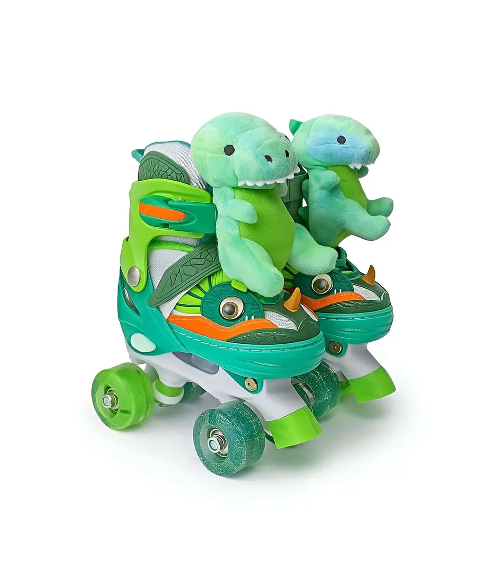 PATIN 4 RUEDAS DINOPATIN CON PELUCHE VERDE TALLA S 30-33 1