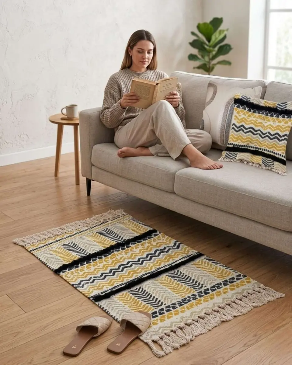 Alfombra Decorativa 60x90 cm Estampada con Relieve Tufting 1