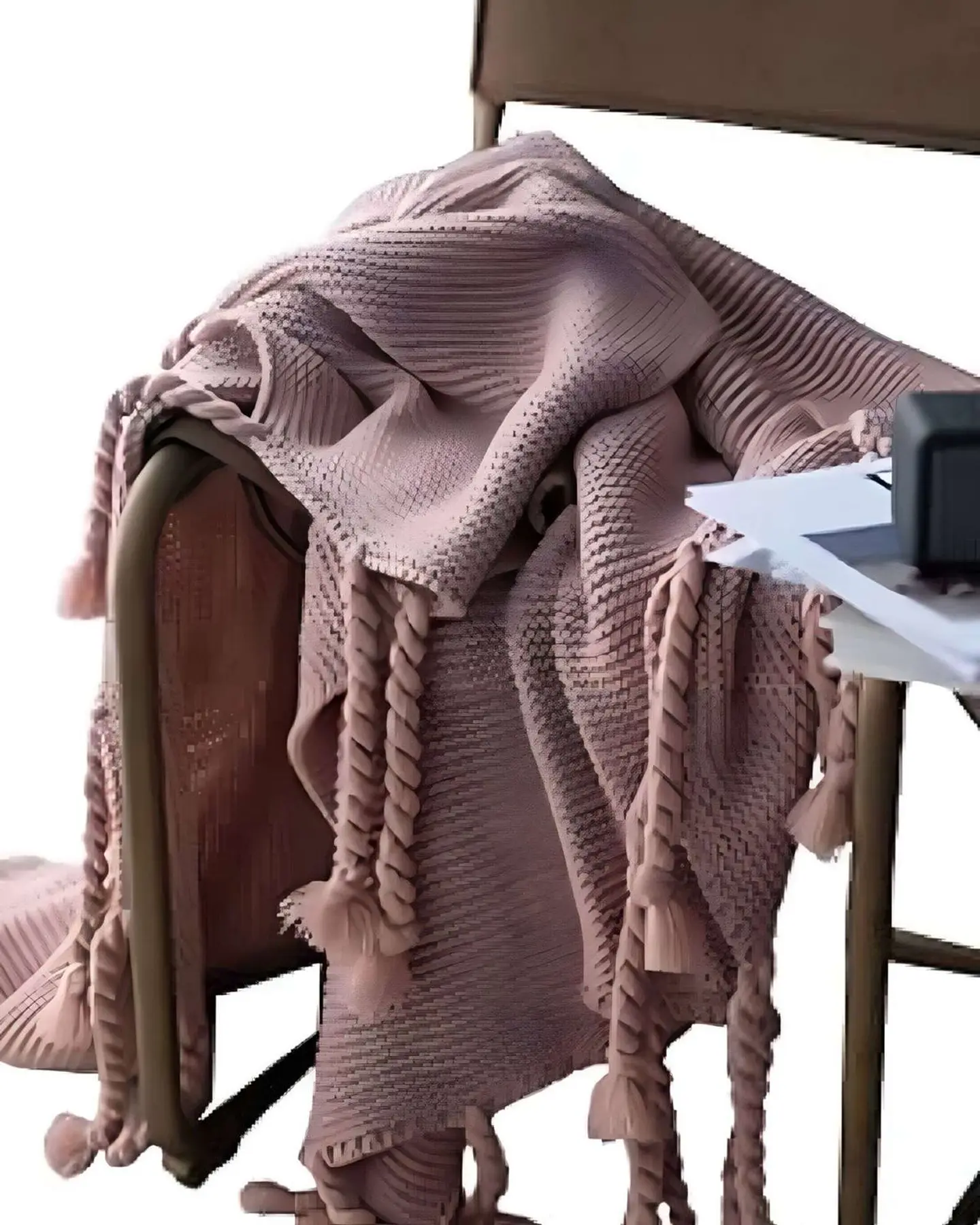 MANTA CHENILLE CON FLECOS DE SOGA DECORATIVA PARA CAMA O SOFA 1