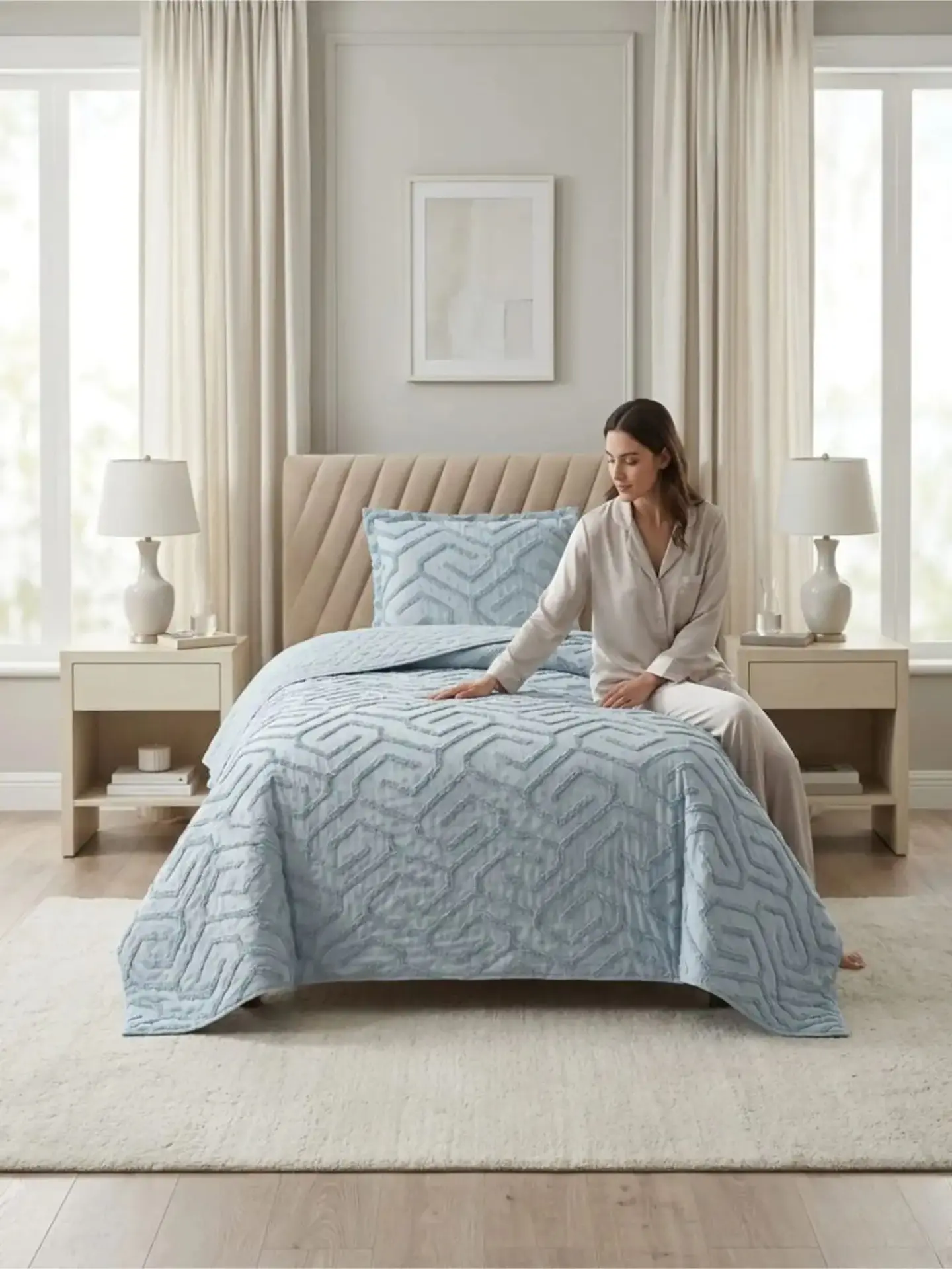 Quilt De Verano Tufting Liviano Diseño Geométrico 1,5 plaza 2