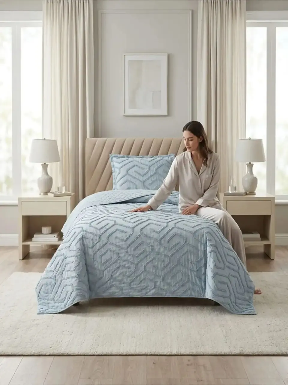 Quilt De Verano Tufting Liviano Diseño Geométrico 1,5 plaza 2