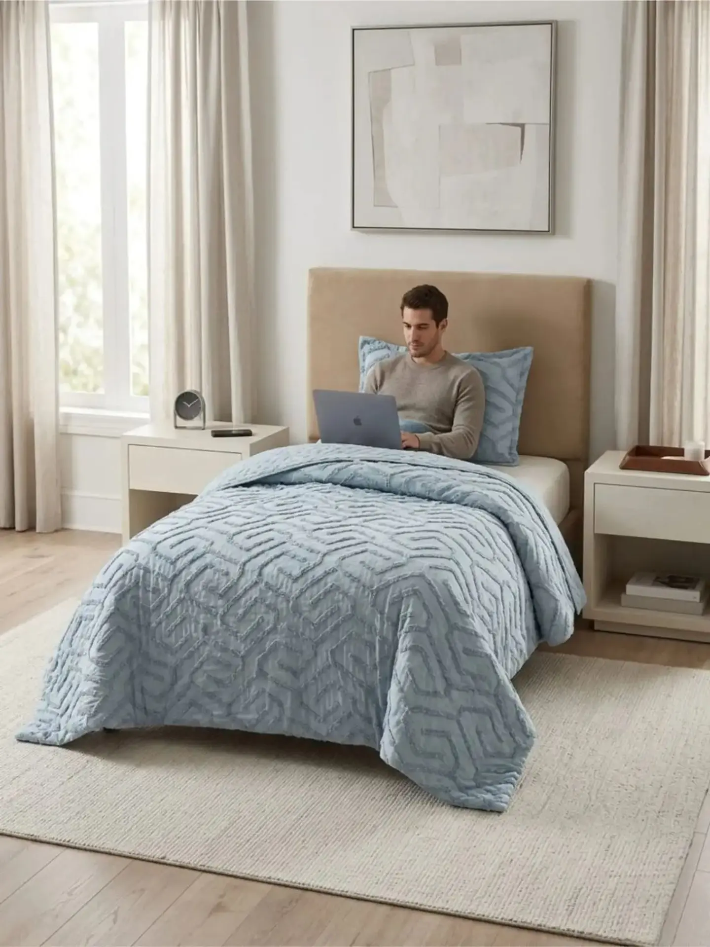 Quilt De Verano Tufting Liviano Diseño Geométrico 1,5 plaza 5