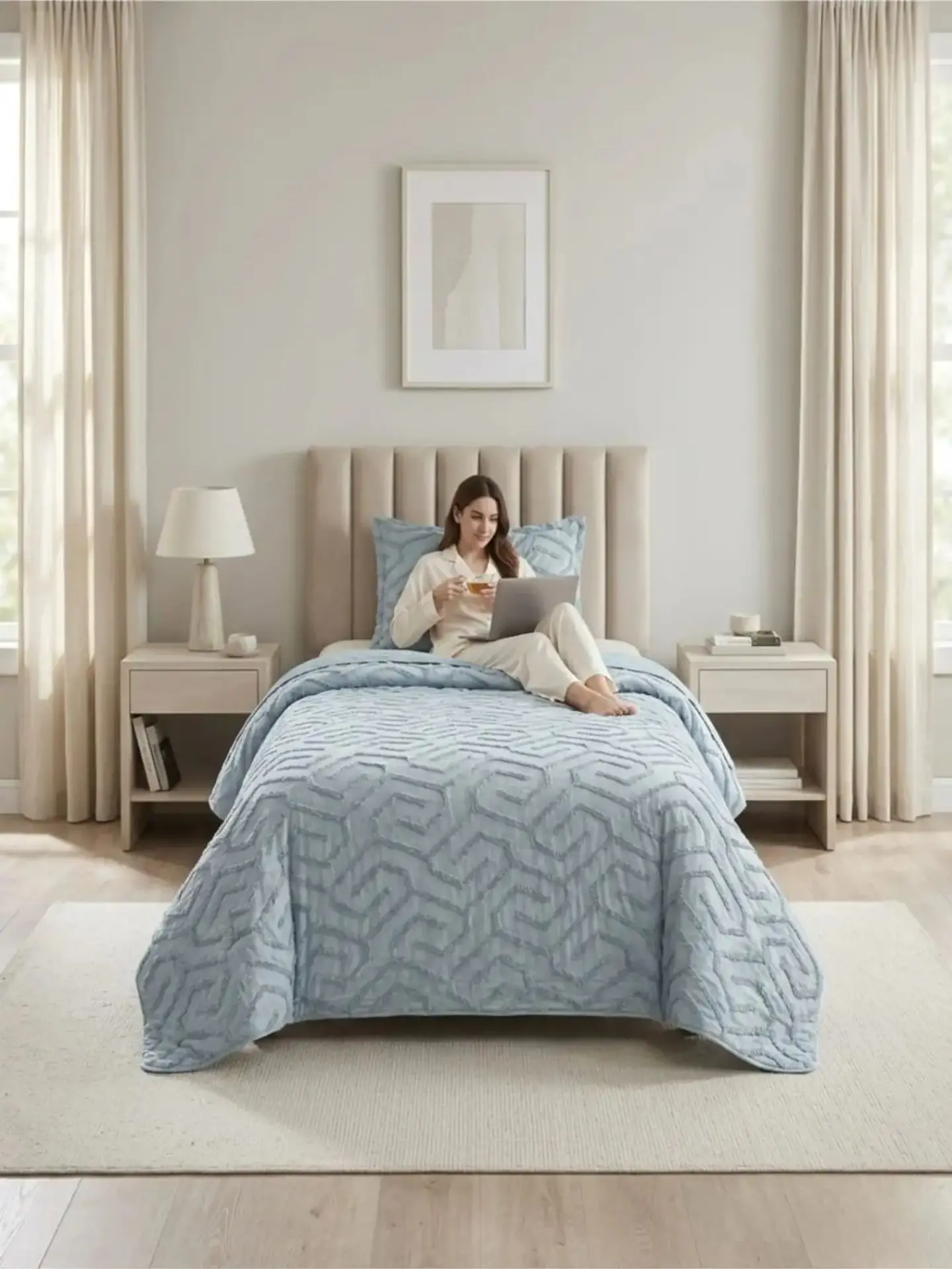 Quilt De Verano Tufting Liviano Diseño Geométrico 1,5 plaza 6