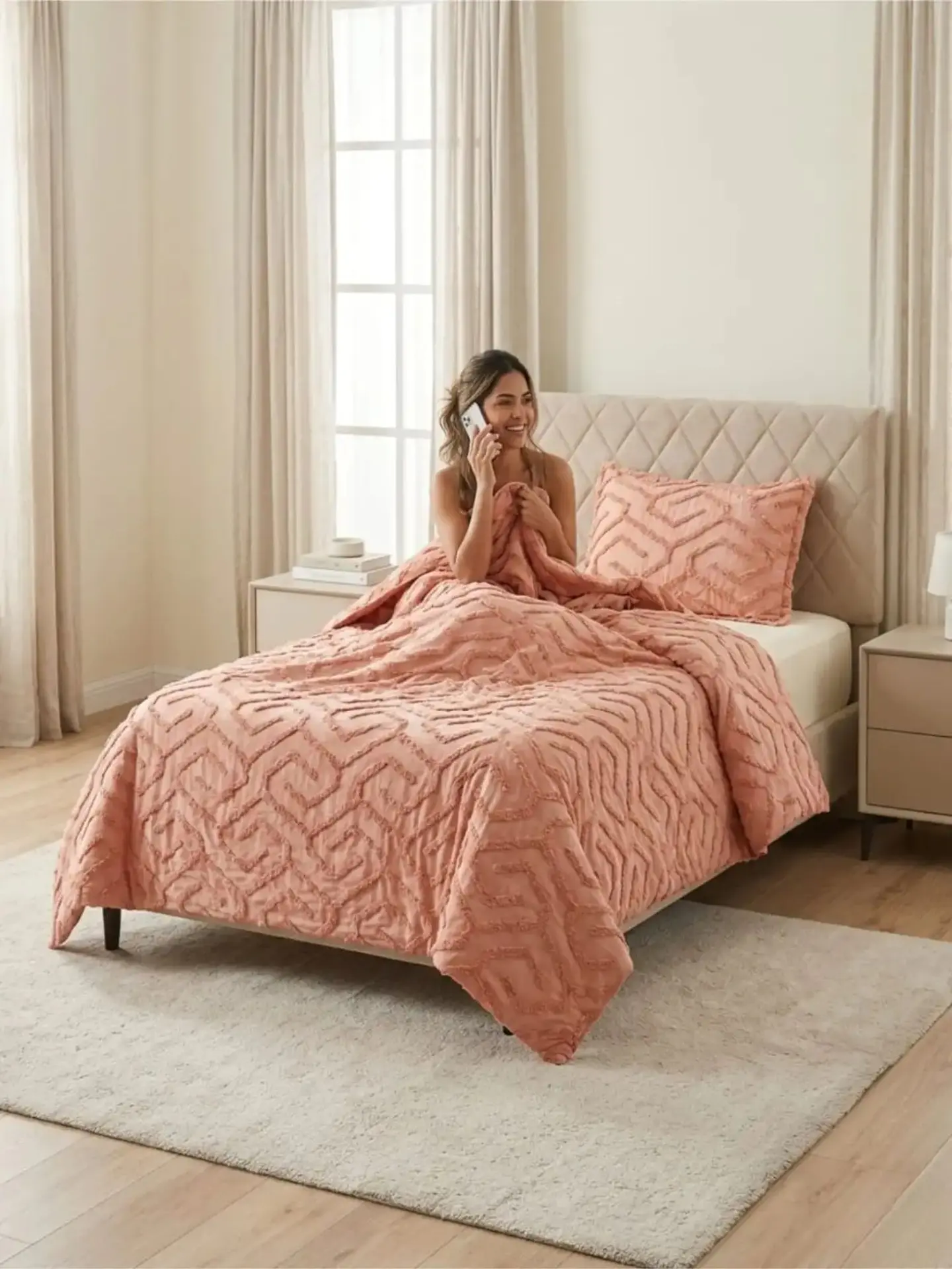Quilt De Verano Tufting Liviano Diseño Geométrico 1,5 plaza 2