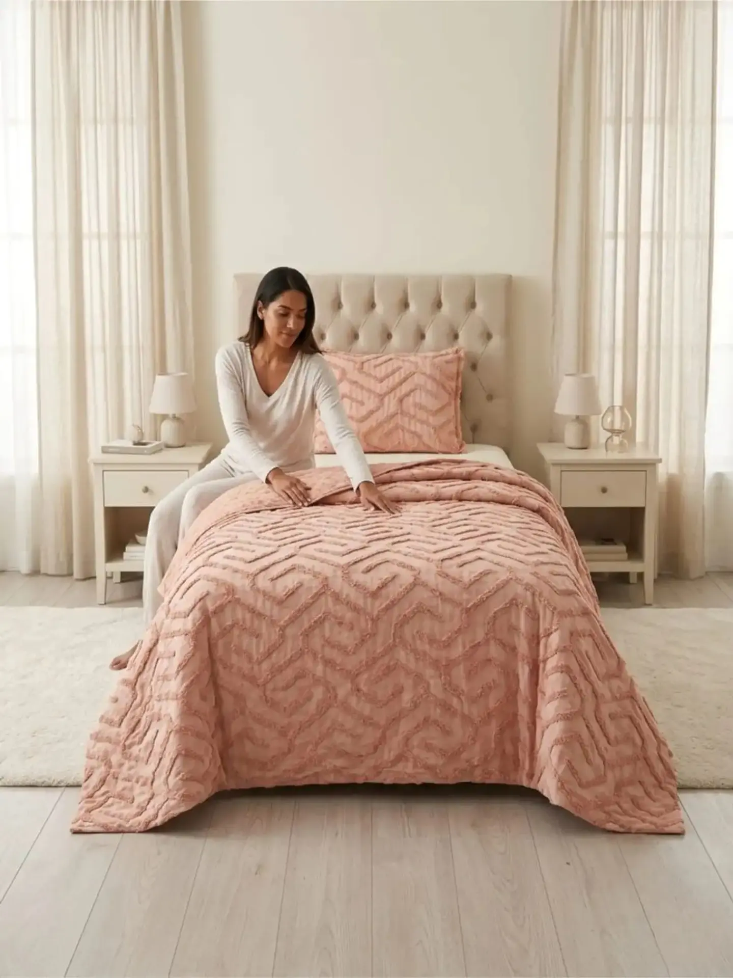Quilt De Verano Tufting Liviano Diseño Geométrico 1,5 plaza 5
