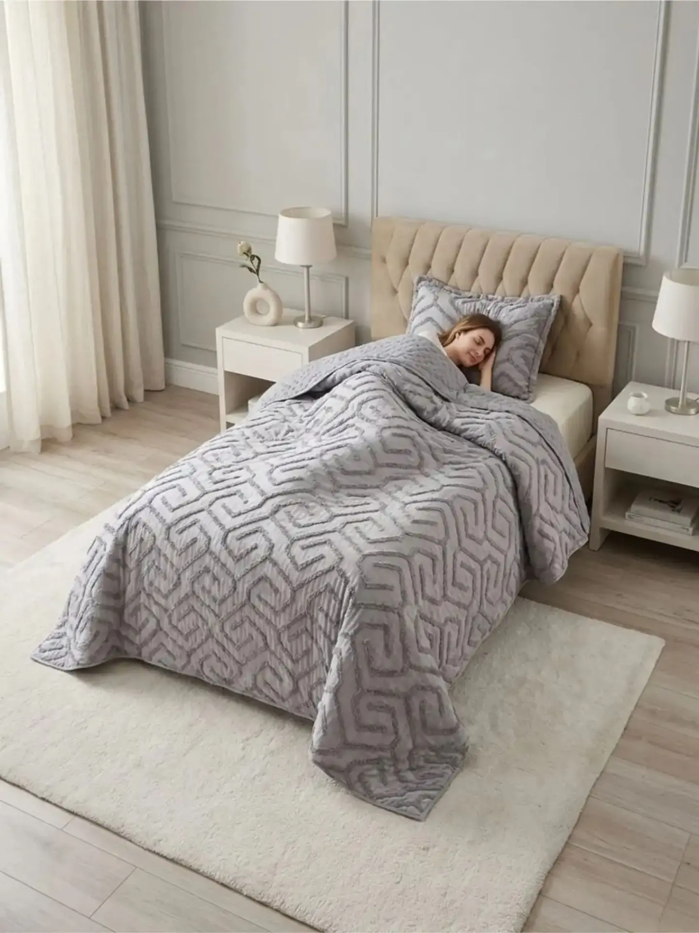 Quilt De Verano Tufting Liviano Diseño Geométrico 1,5 plaza 4