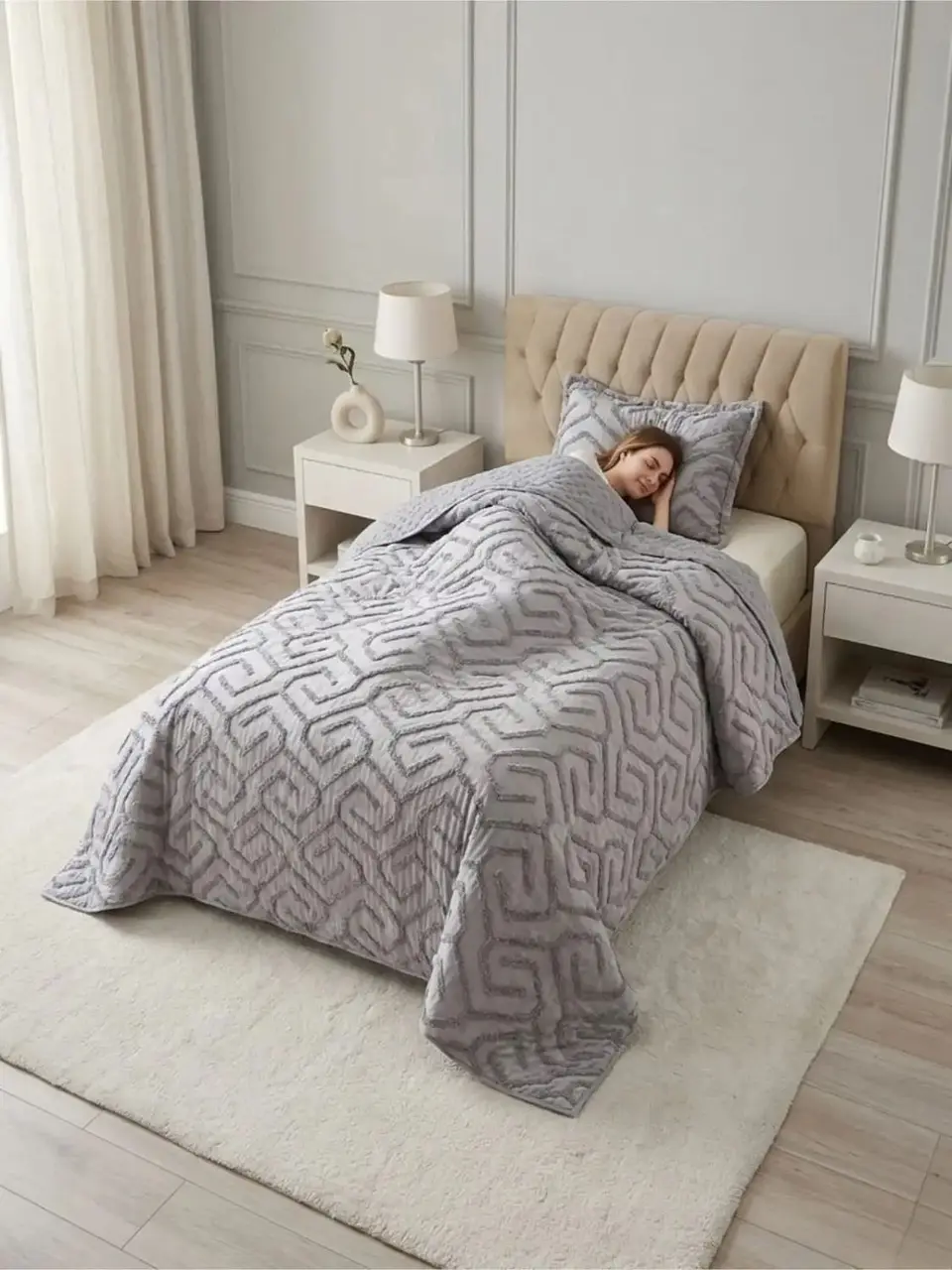 Quilt De Verano Tufting Liviano Diseño Geométrico 1,5 plaza 4