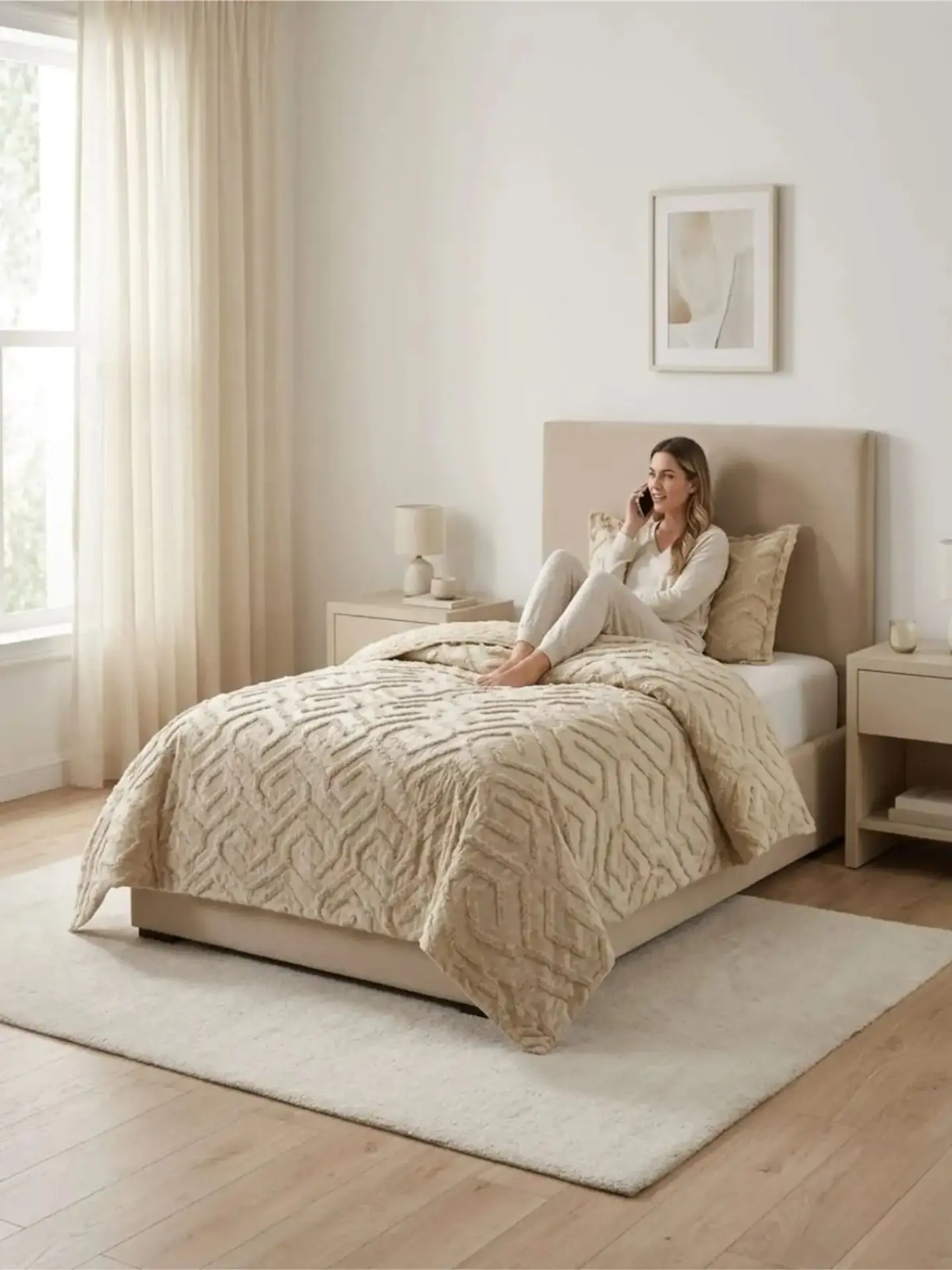 Quilt De Verano Tufting Liviano Diseño Geométrico 1,5 plaza 1