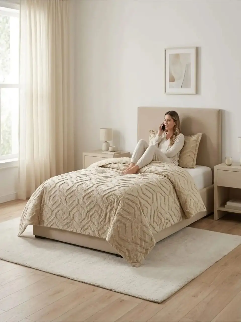 Quilt De Verano Tufting Liviano Diseño Geométrico 1,5 plaza 1