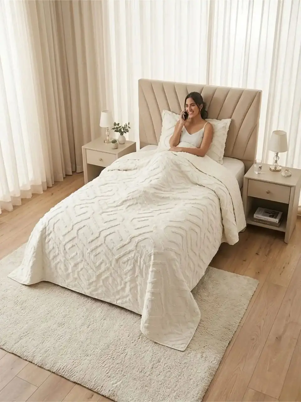 Quilt De Verano Tufting Liviano Diseño Geométrico 1,5 plaza 6