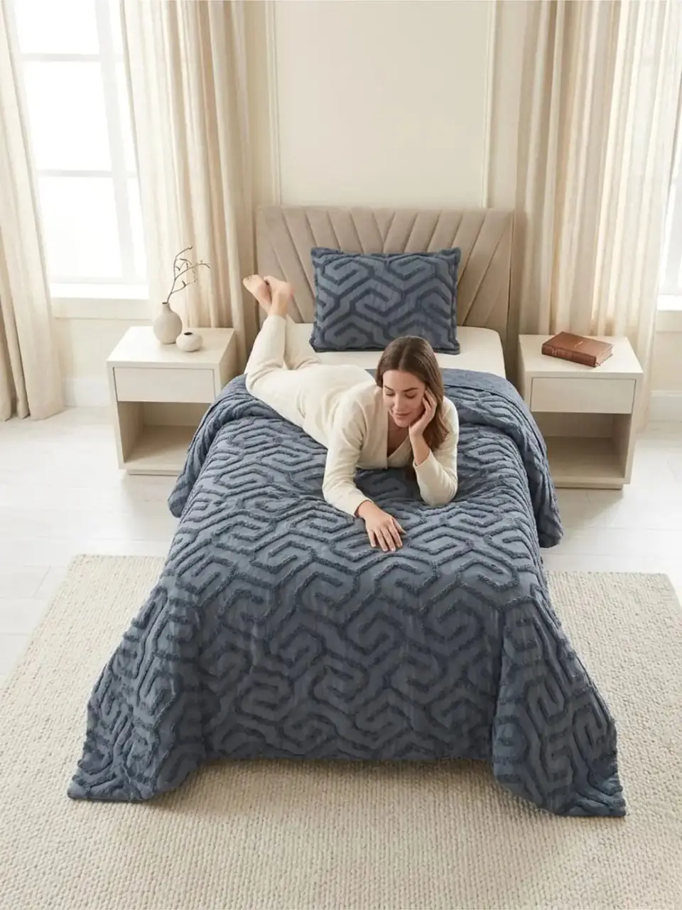 Quilt De Verano Tufting Liviano Diseño Geométrico 1,5 plaza 1