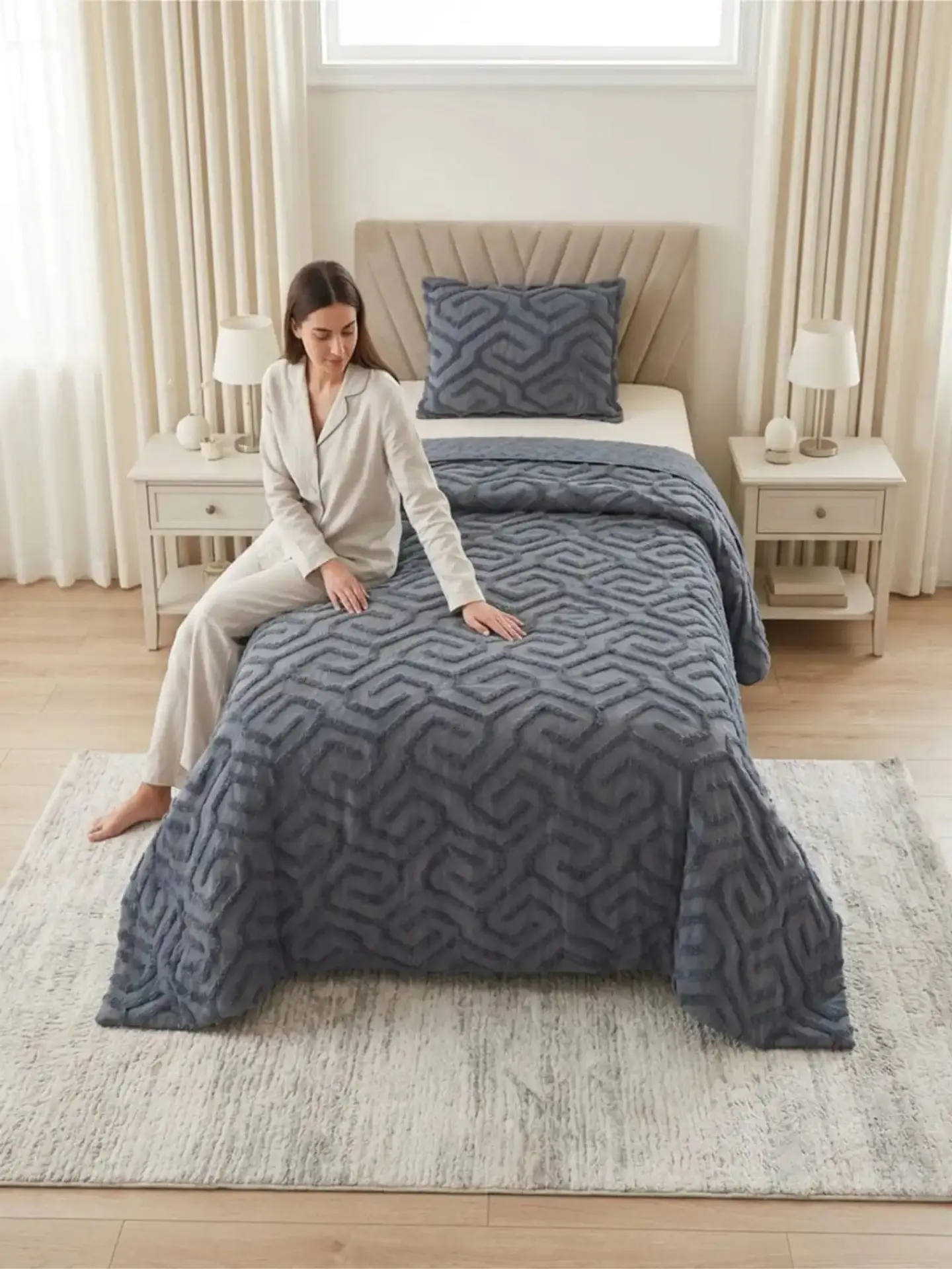 Quilt De Verano Tufting Liviano Diseño Geométrico 1,5 plaza 2