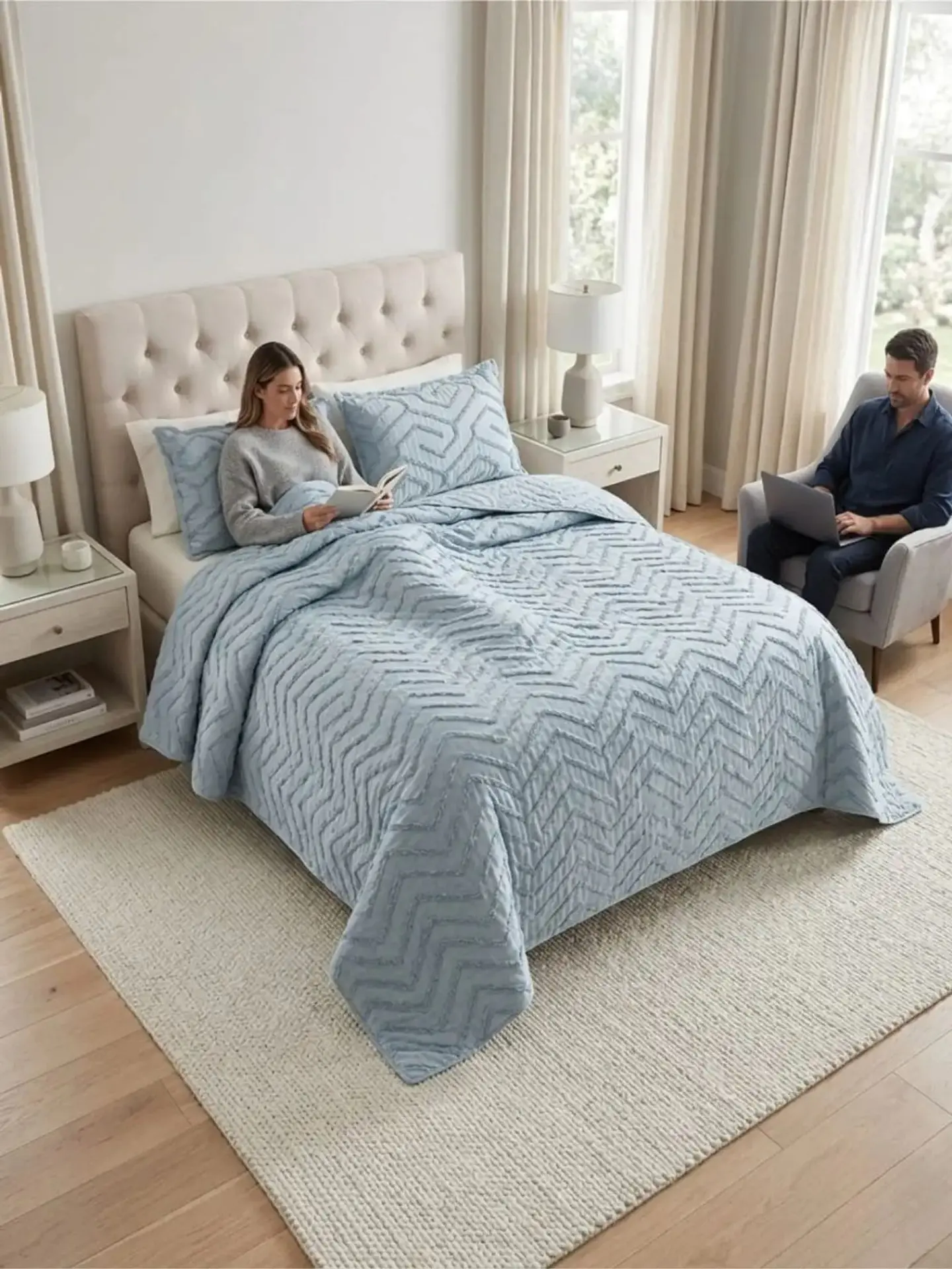 Quilt De Verano Tufting Liviano Diseño Geométrico 2 plazas 1