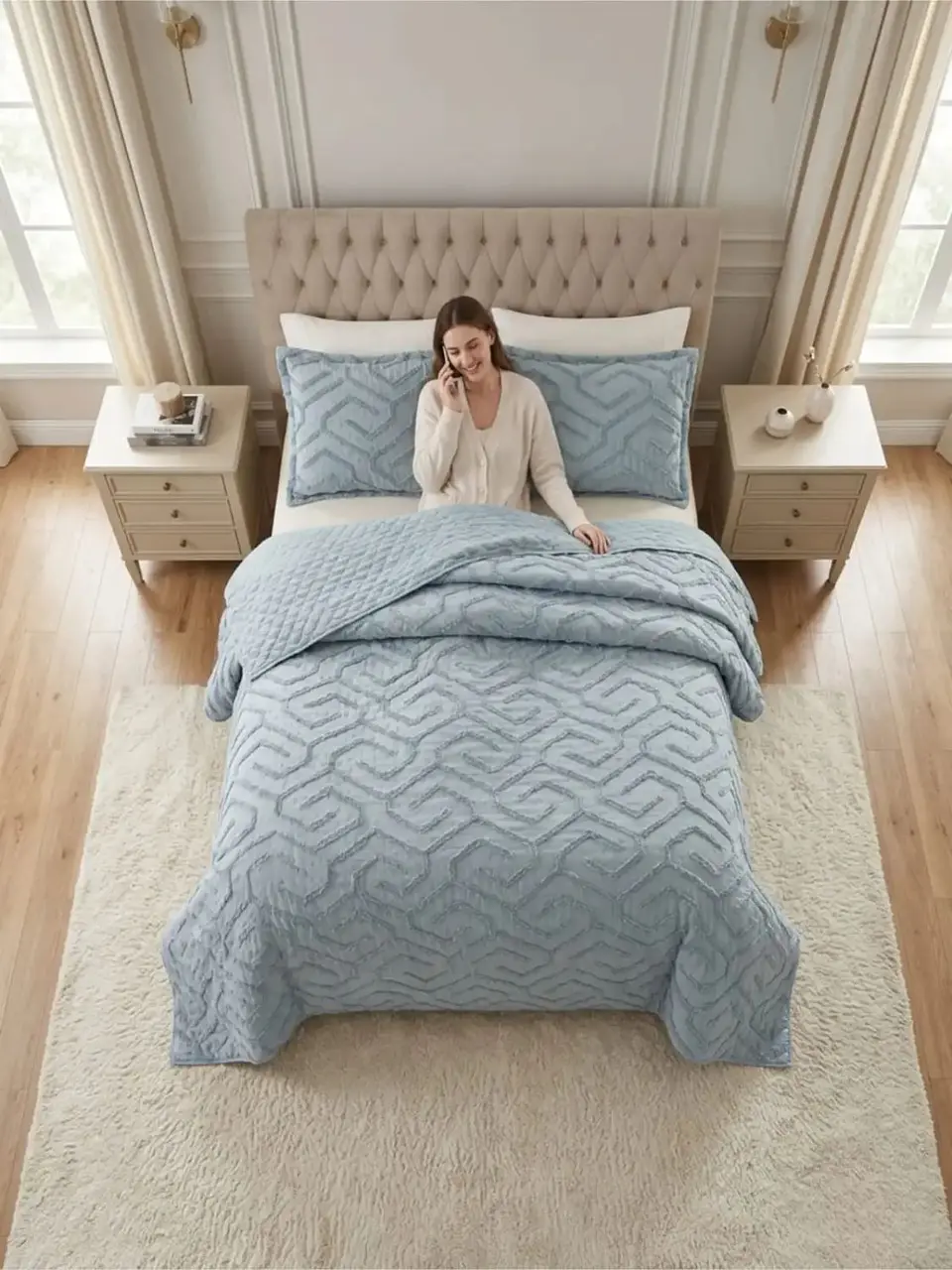 Quilt De Verano Tufting Liviano Diseño Geométrico 2 plazas 5