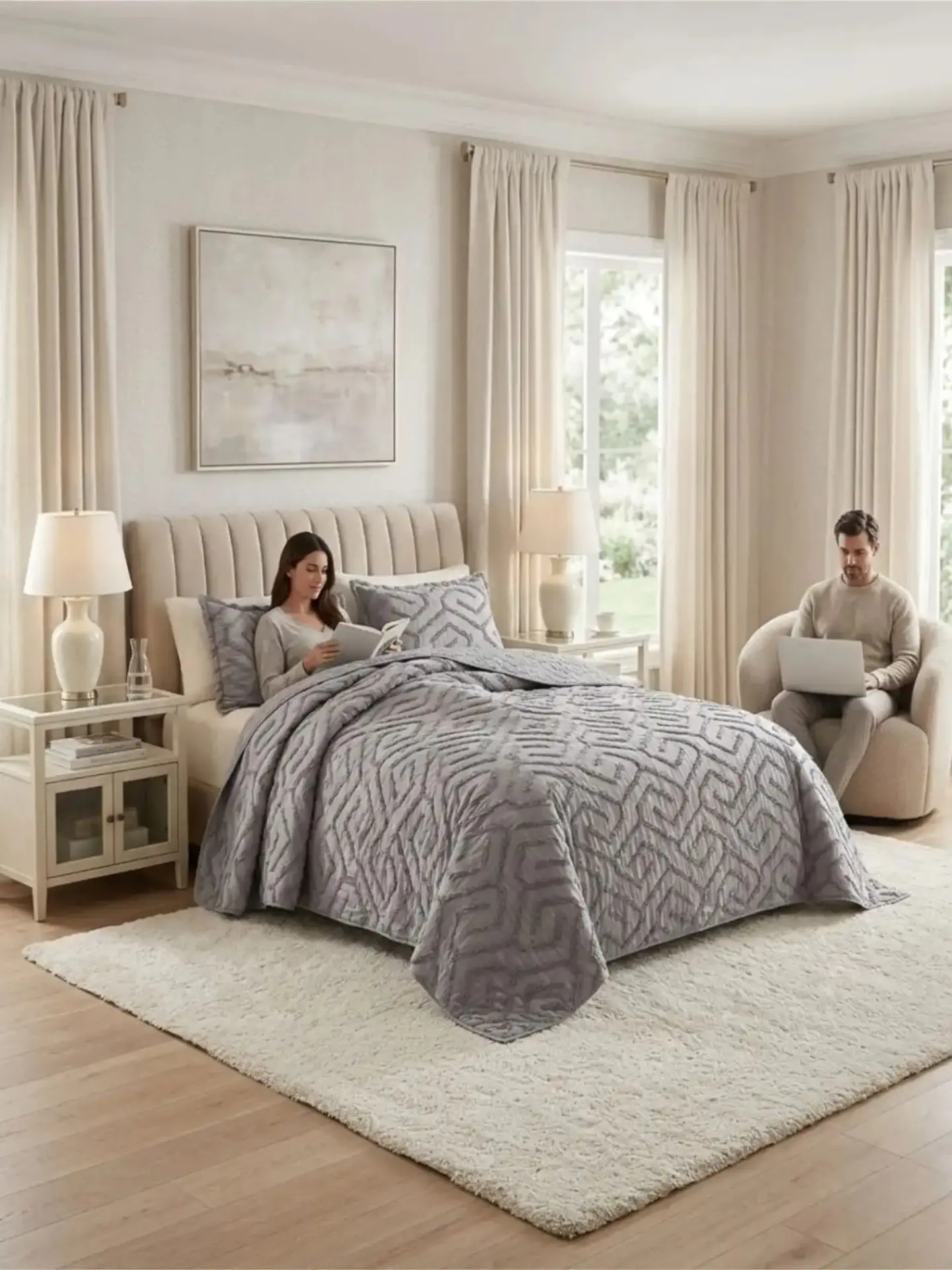 Quilt De Verano Tufting Liviano Diseño Geométrico 2 plazas 2