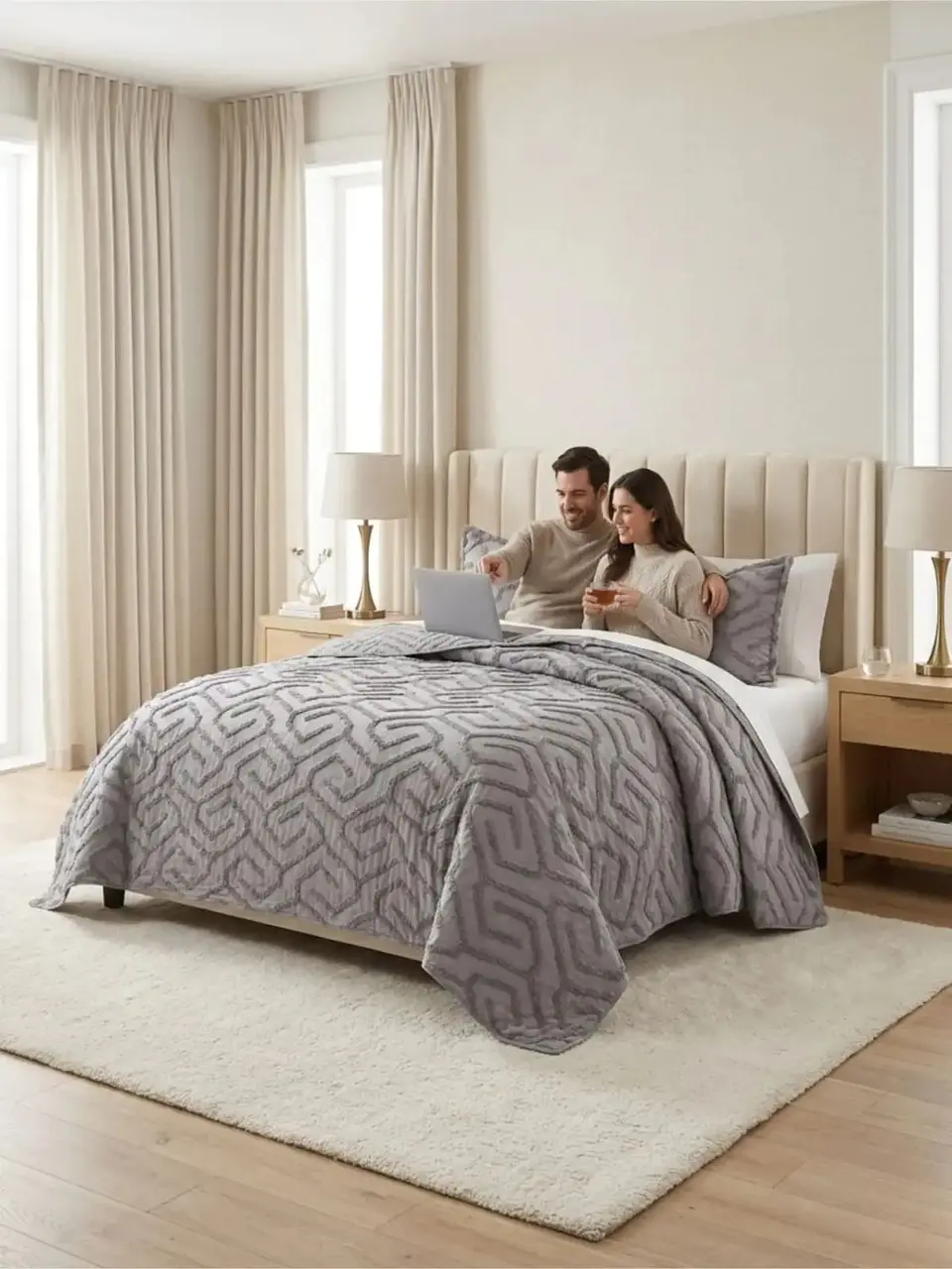 Quilt De Verano Tufting Liviano Diseño Geométrico 2 plazas 5