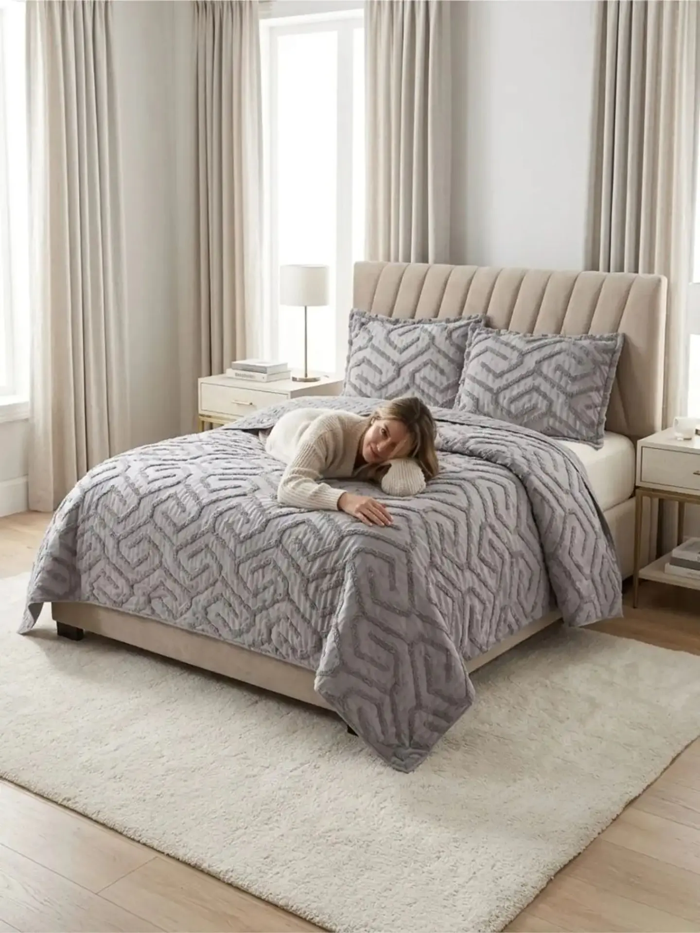 Quilt De Verano Tufting Liviano Diseño Geométrico 2 plazas 6