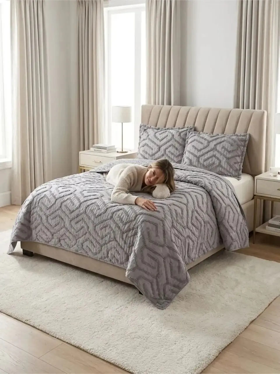 Quilt De Verano Tufting Liviano Diseño Geométrico 2 plazas 6