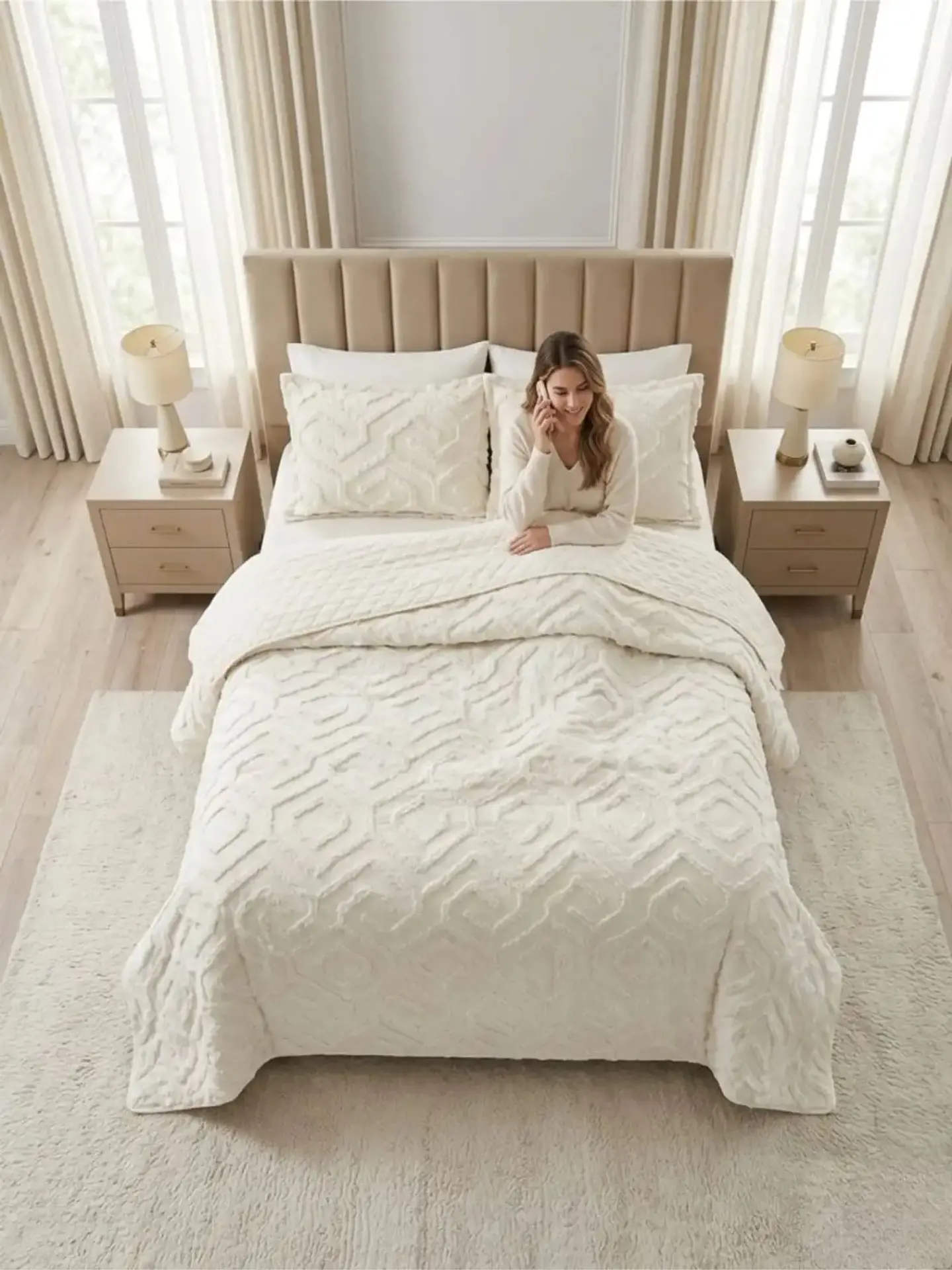 Quilt De Verano Tufting Liviano Diseño Geométrico 2 plazas 7