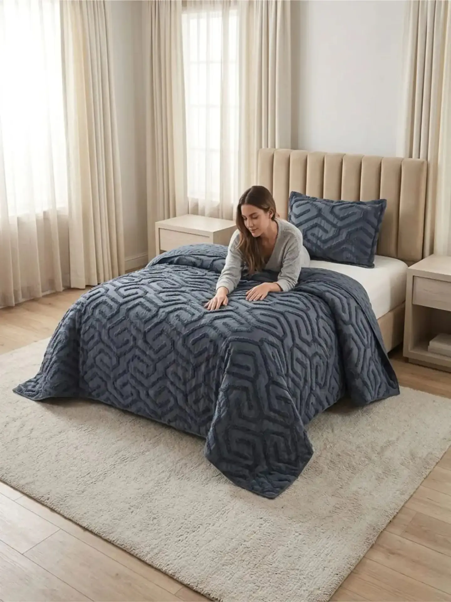 Quilt De Verano Tufting Liviano Diseño Geométrico 2 plazas 1