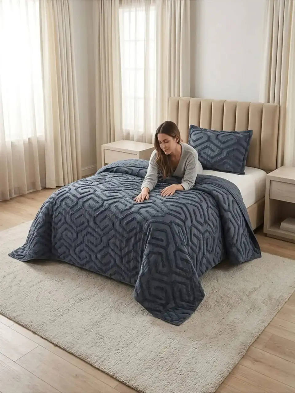 Quilt De Verano Tufting Liviano Diseño Geométrico 2 plazas 1