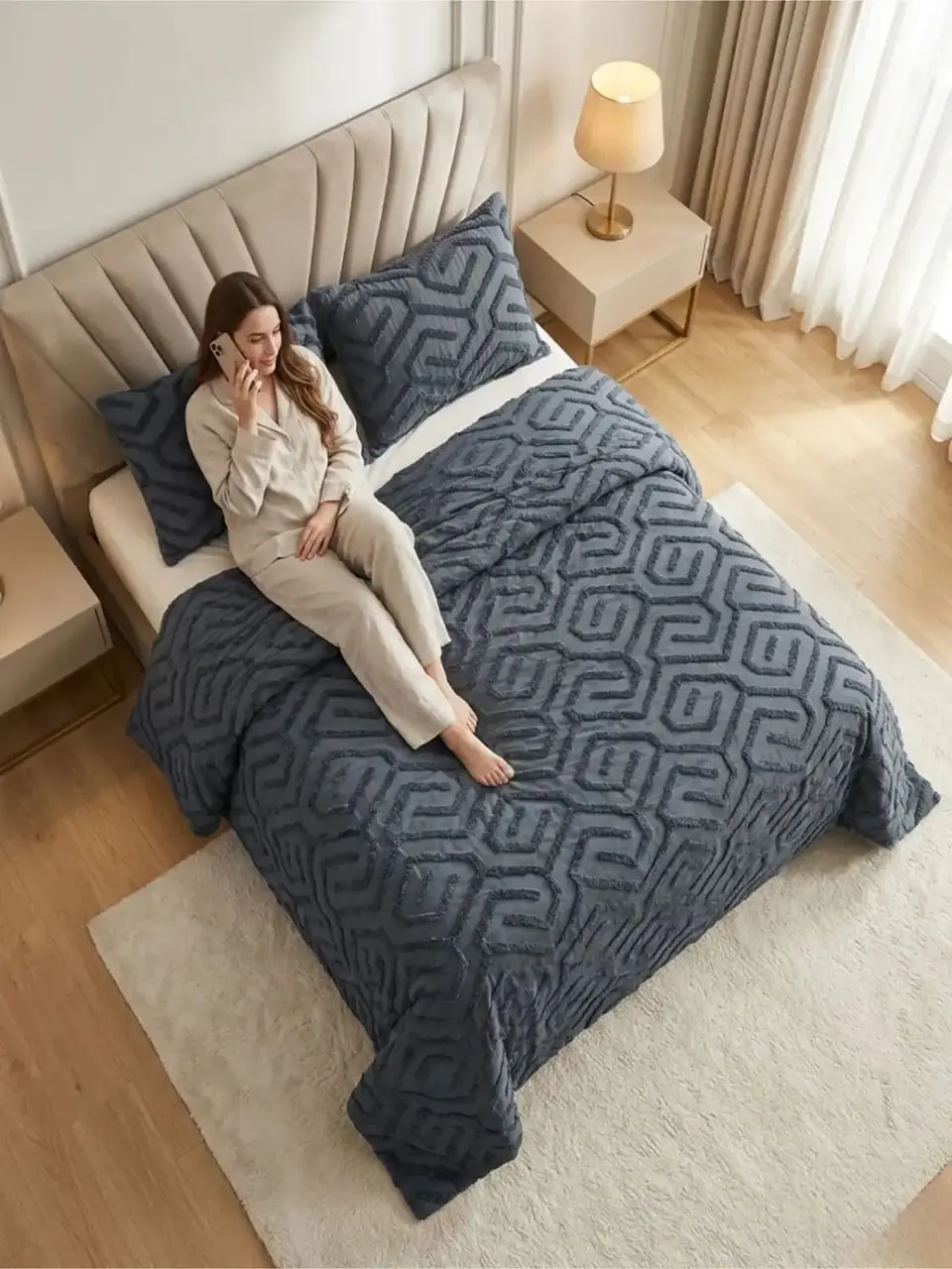 Quilt De Verano Tufting Liviano Diseño Geométrico 2 plazas 2