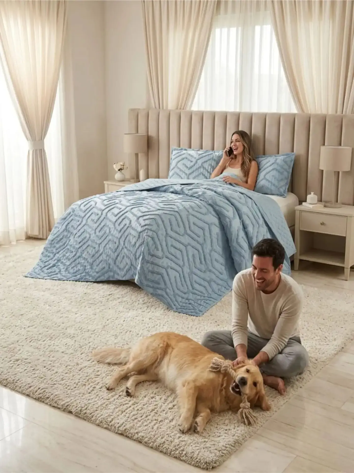 Quilt De Verano Tufting Liviano Diseño Geométrico King / Super king 4