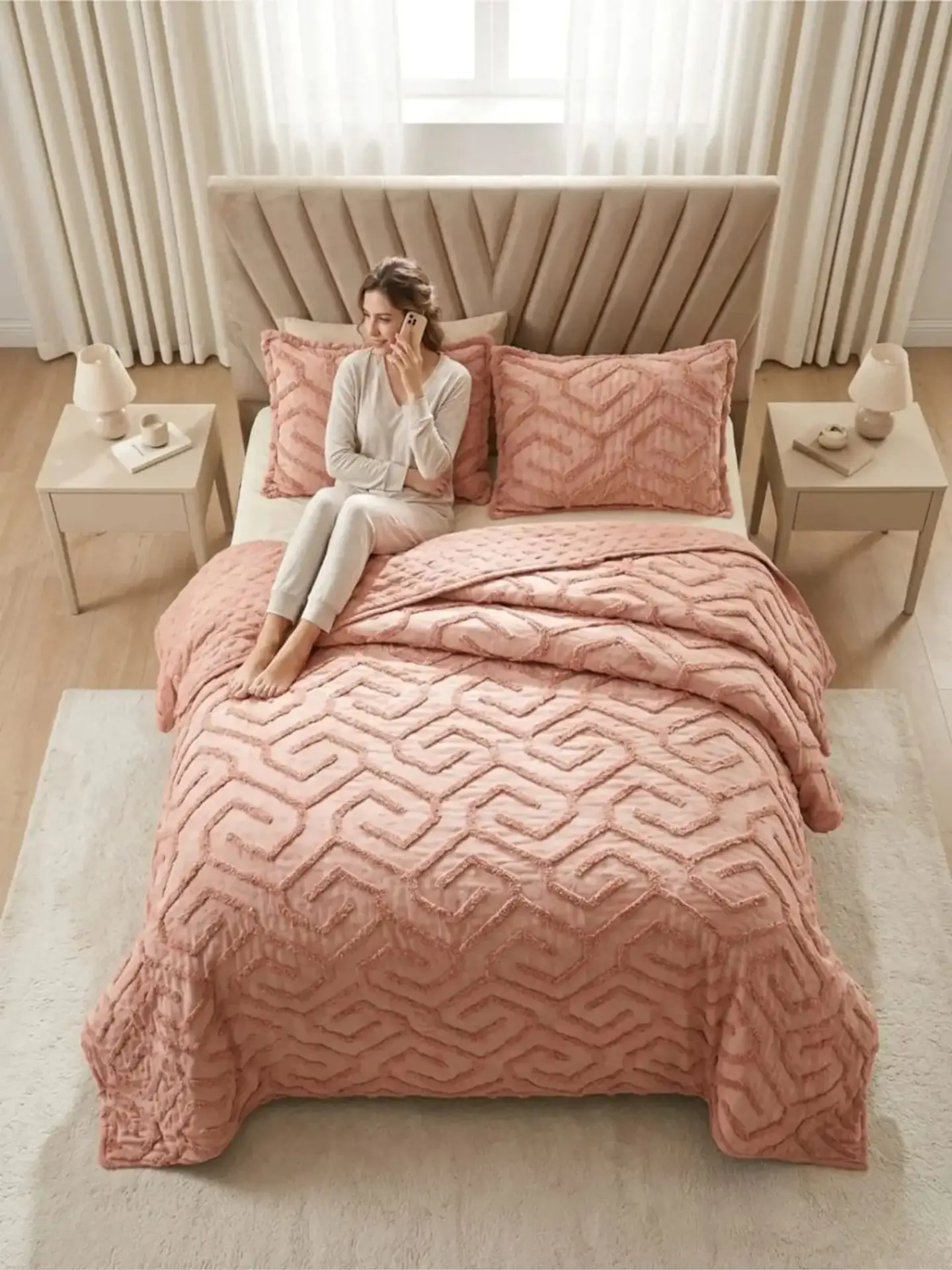 Quilt De Verano Tufting Liviano Diseño Geométrico King / Super king 1