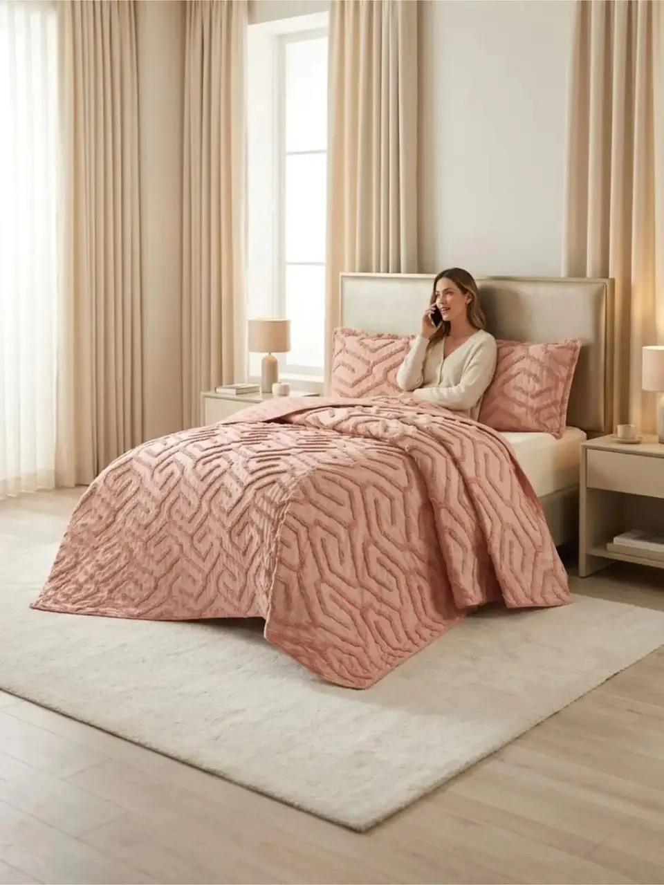 Quilt De Verano Tufting Liviano Diseño Geométrico King / Super king 4