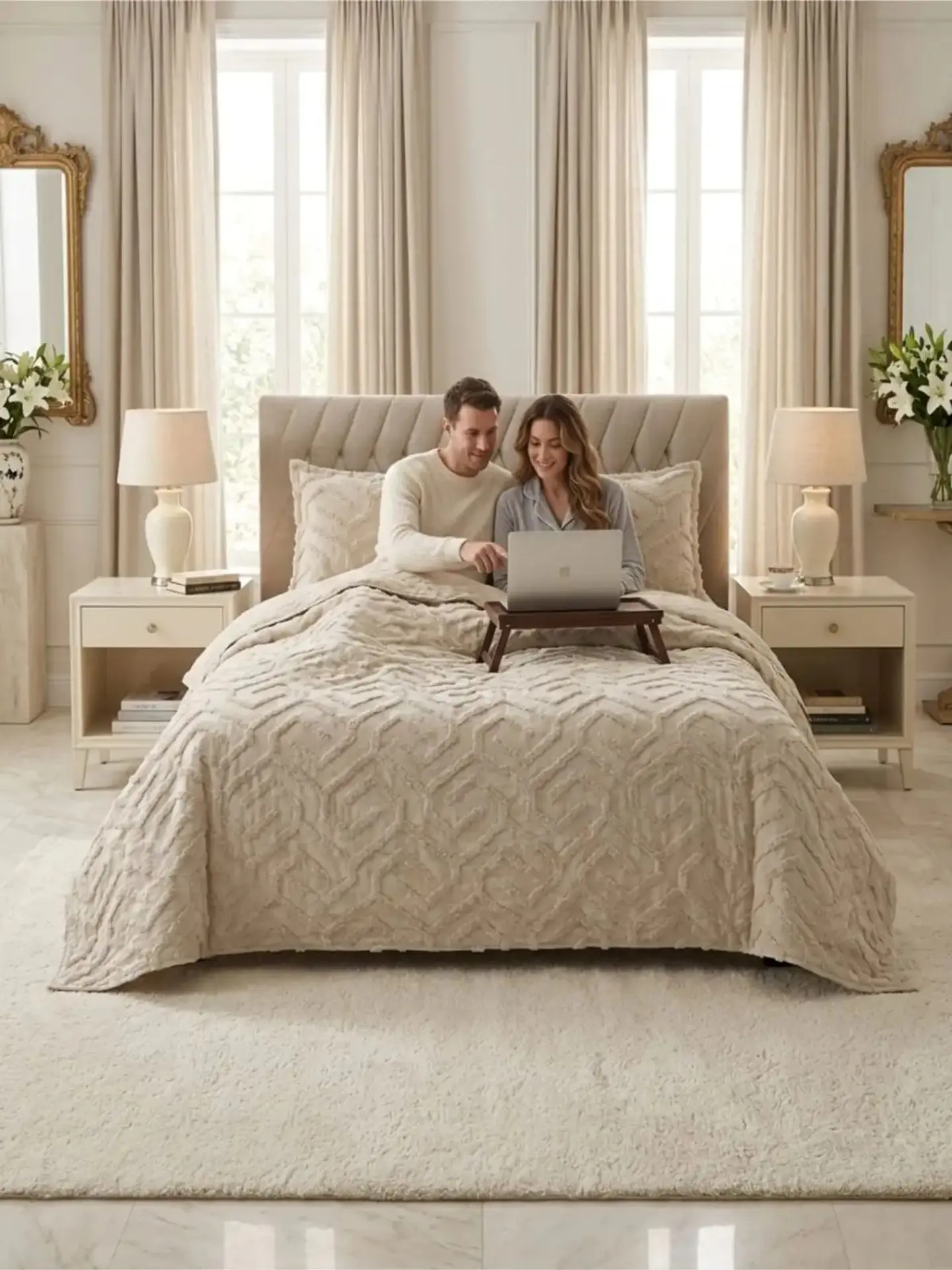 Quilt De Verano Tufting Liviano Diseño Geométrico King / Super king 2