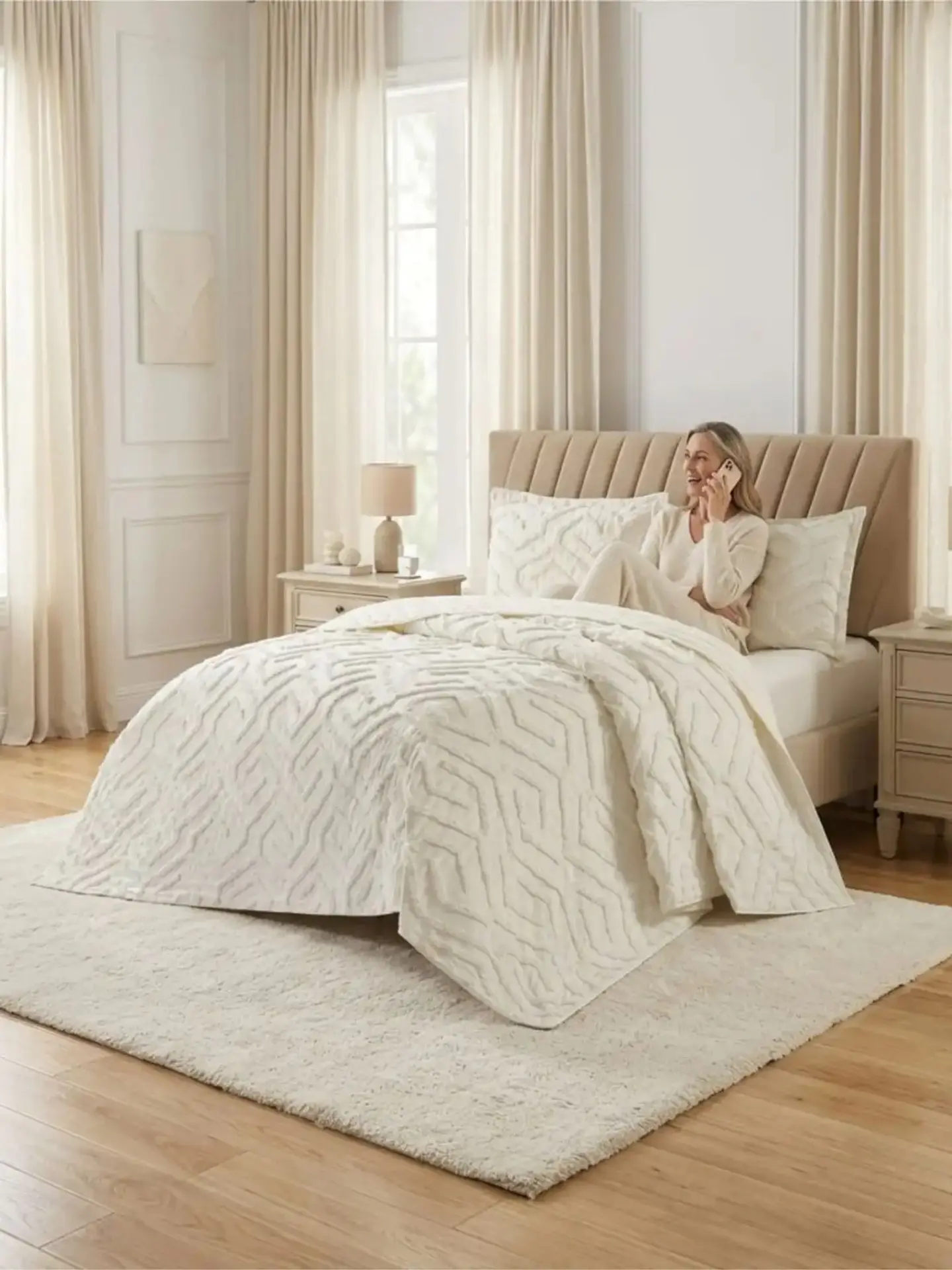 Quilt De Verano Tufting Liviano Diseño Geométrico King / Super king 6