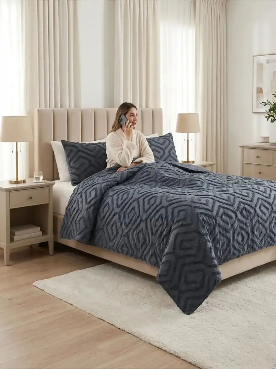 Quilt De Verano Tufting Liviano Diseño Geométrico King / Super king 5