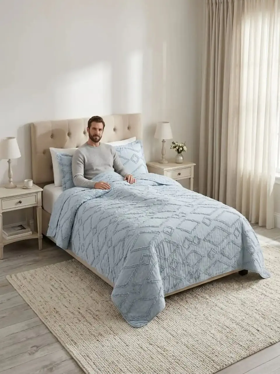 Quilt De Verano Tufting Liviano Diseño Geométrico 1,5 plaza 6