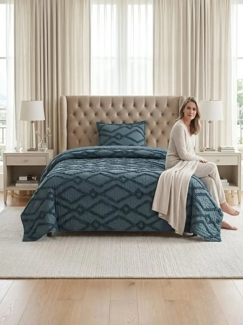 Quilt De Verano Tufting Liviano Diseño Geométrico 1,5 plaza 5