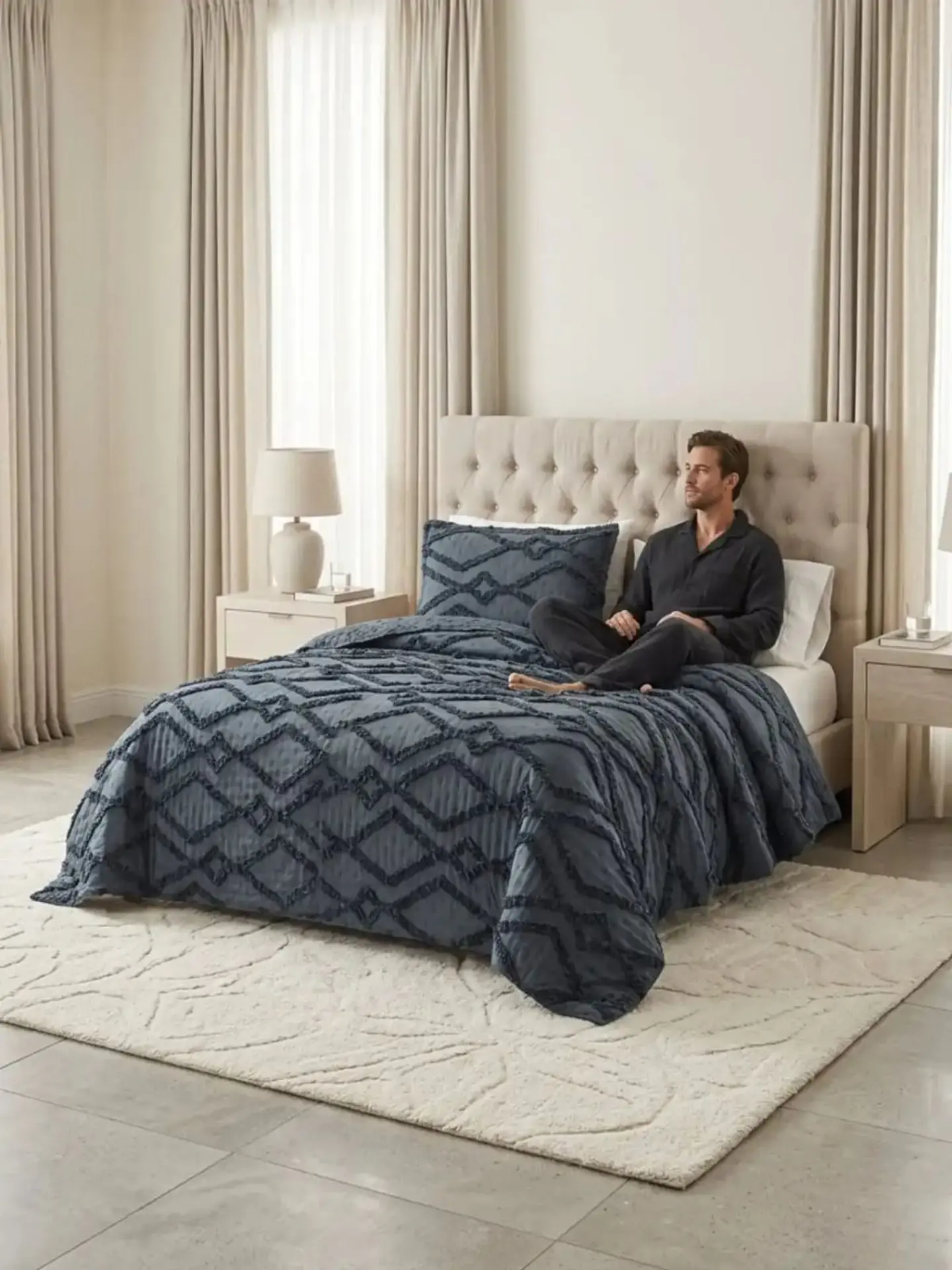 Quilt De Verano Tufting Liviano Diseño Geométrico 1,5 plaza 7