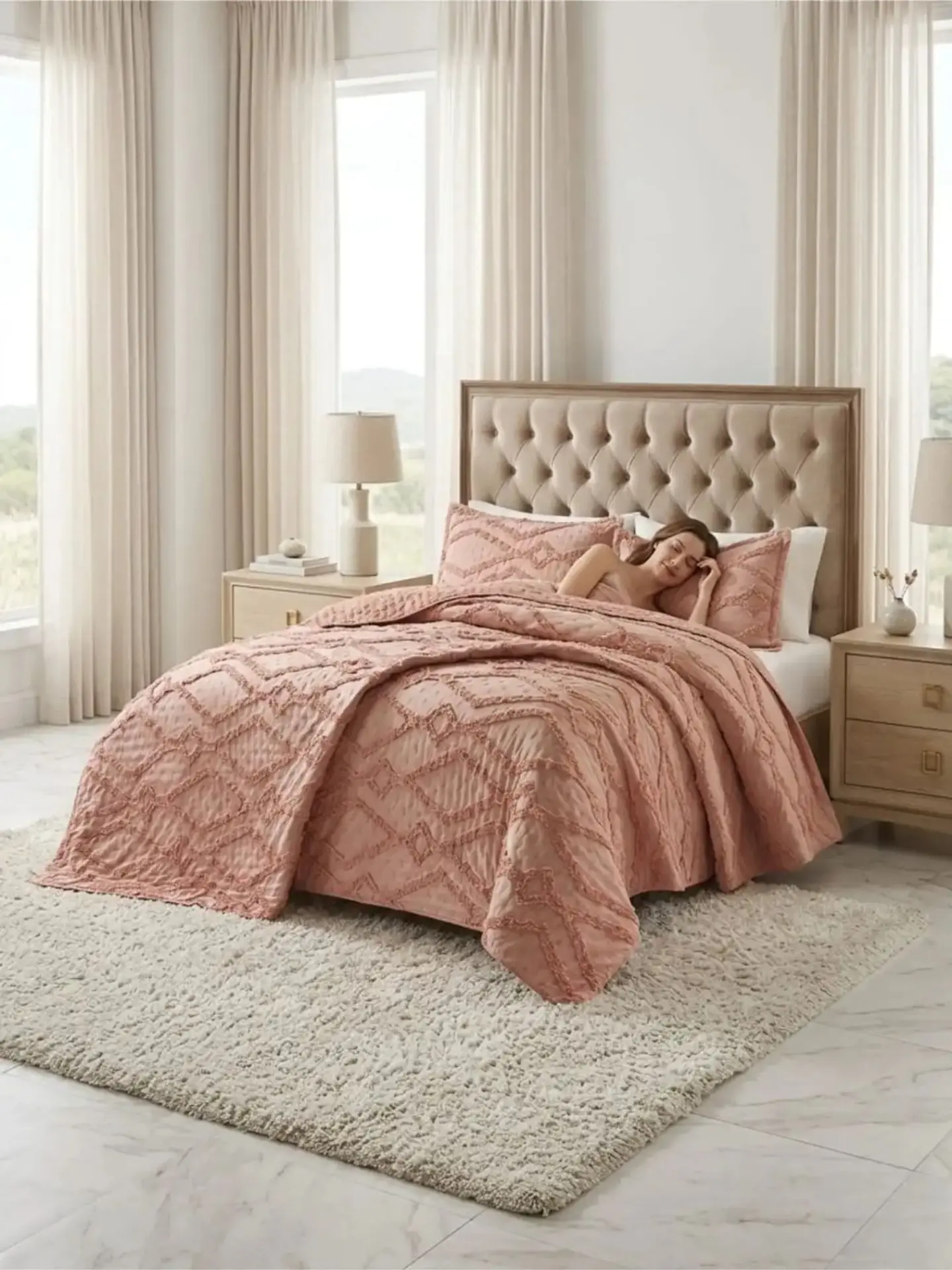 Quilt De Verano Tufting Liviano Diseño Geométrico 2 plazas 7