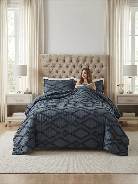 Quilt De Verano Tufting Liviano Diseño Geométrico 2 plazas